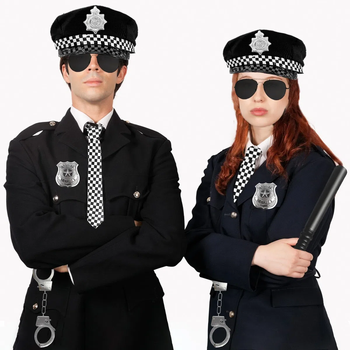 Accessori Della Polizia per Bambini, Costume Poliziotta Accessori,Completano Cappello,Manette,Occhiali da Sole e Altri Oggetti Scena, Perfetti per Carnevale e Giochi Ruolo (Stile D-7 pcs)