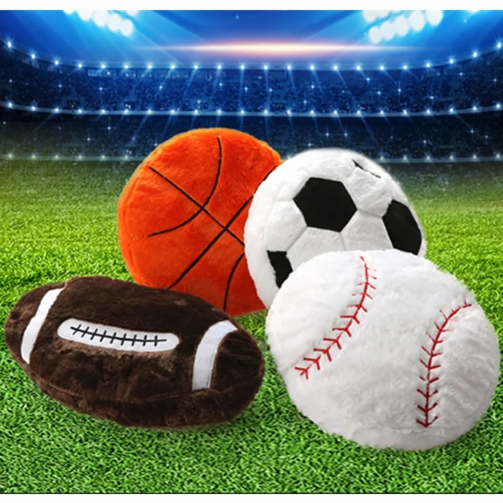 Cuscino in peluche da pallacanestro, soffice e durevole, imbottito da calcio, cuscino sportivo da 14 pollici, morbido e durevole, rotondo