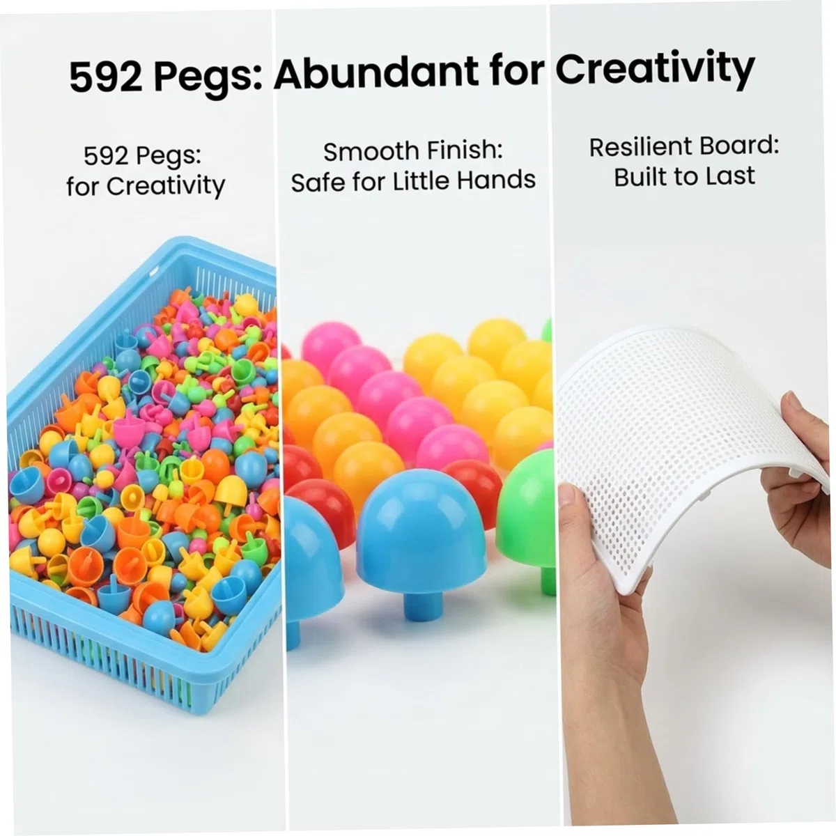 Set di tavolette creative da 592 pezzi con mollette colorate e motivi - Puzzle con mollette per bambini dai 3 ai 7 anni Giochi educativi per la motricità fine per l'apprendimento in età prescolare