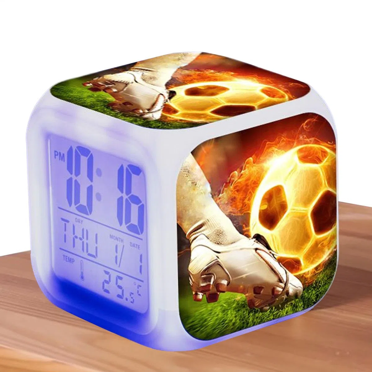Sveglia per bambini | Orologio da tavolo con LED, sveglia da comodino da calcio, scrivania, piccola digitale, elettronica per la decorazione della casa