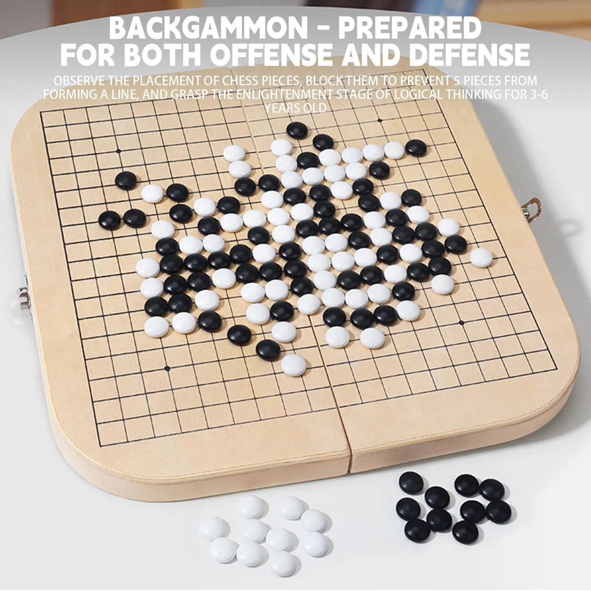 GO Game Set, set premium gomoku pieghevole | Set di scacchi di lusso, gioco da tavolo in legno di strategia classica per principianti, viaggi, regali per bambini, giochi di famiglia