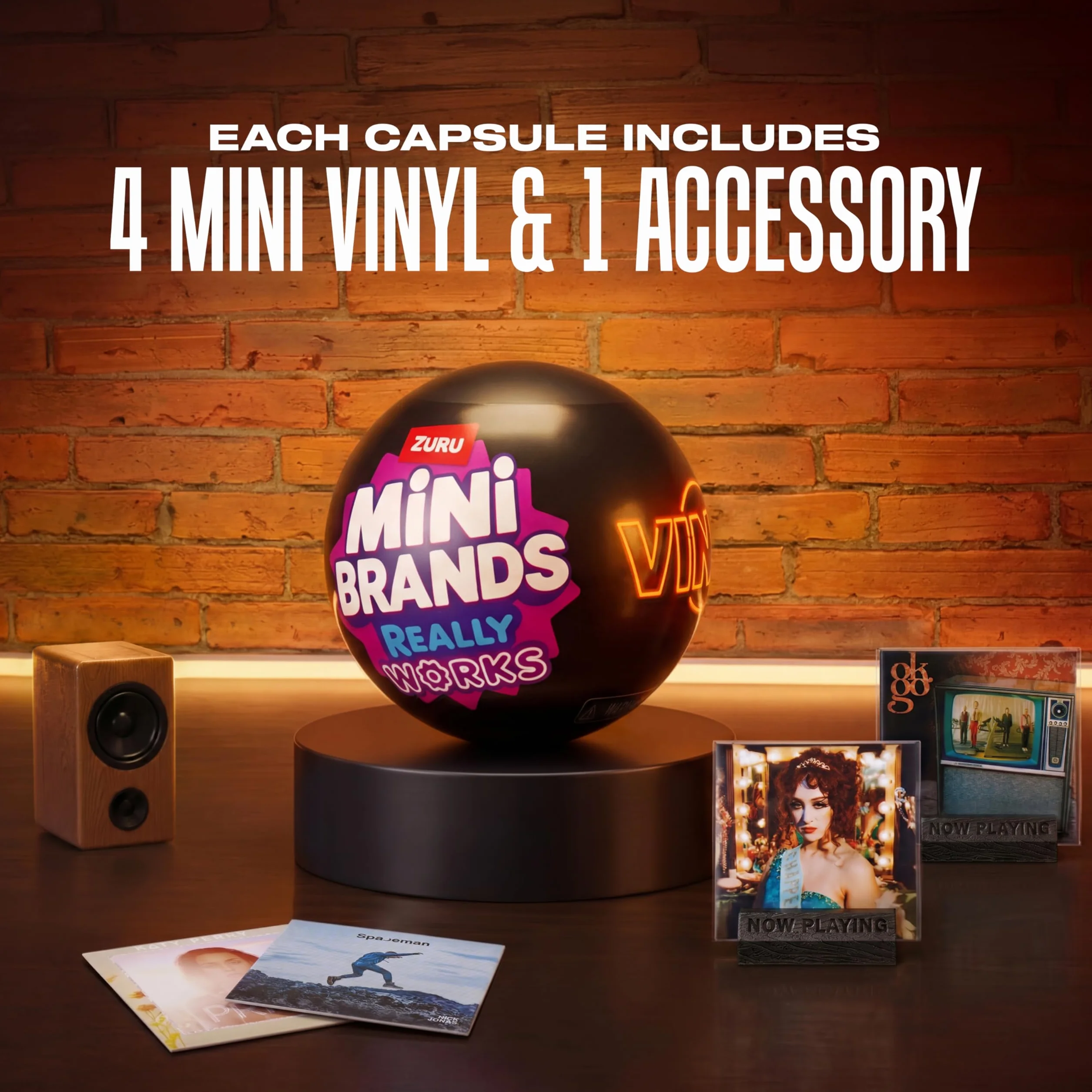 Mini Brands Really Works Capsule Mini Vinili di ZURU – Serie 1 (Confezione da 2) – Ogni capsula: 4 mini dischi vinile riproducibili + 1 accessorio sorpresa (8 vinili & 2 accessori) – Capsula Mistero