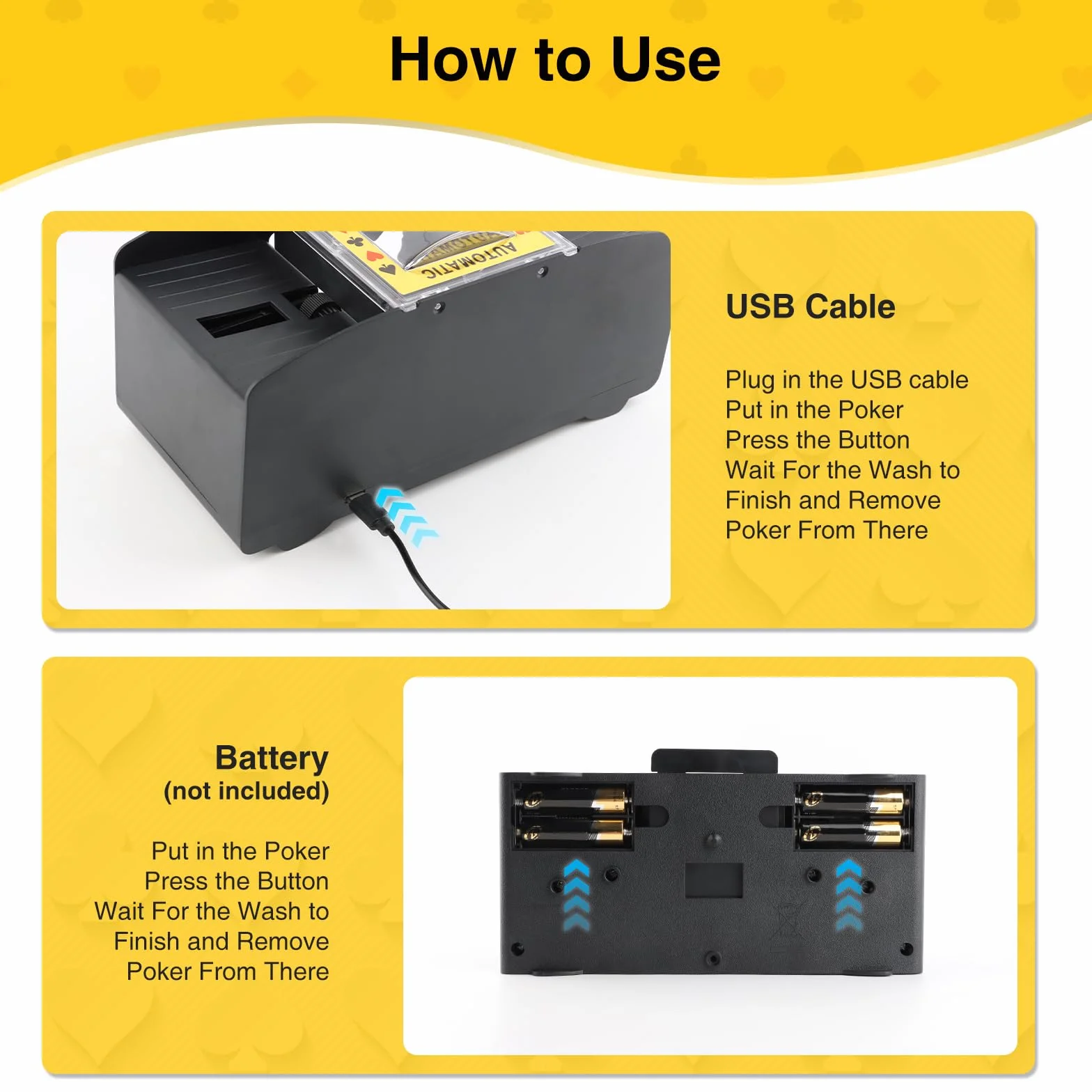 MXTIMWAN Distributore Carte da Gioco Elettronico, Mischia Carte Automatico a 2 Mazzi, USB/Batteria Mescolatore Carte da Gioco, Mescolatore Carte da Gioco per Uno, Poker, Burraco, Blackjack