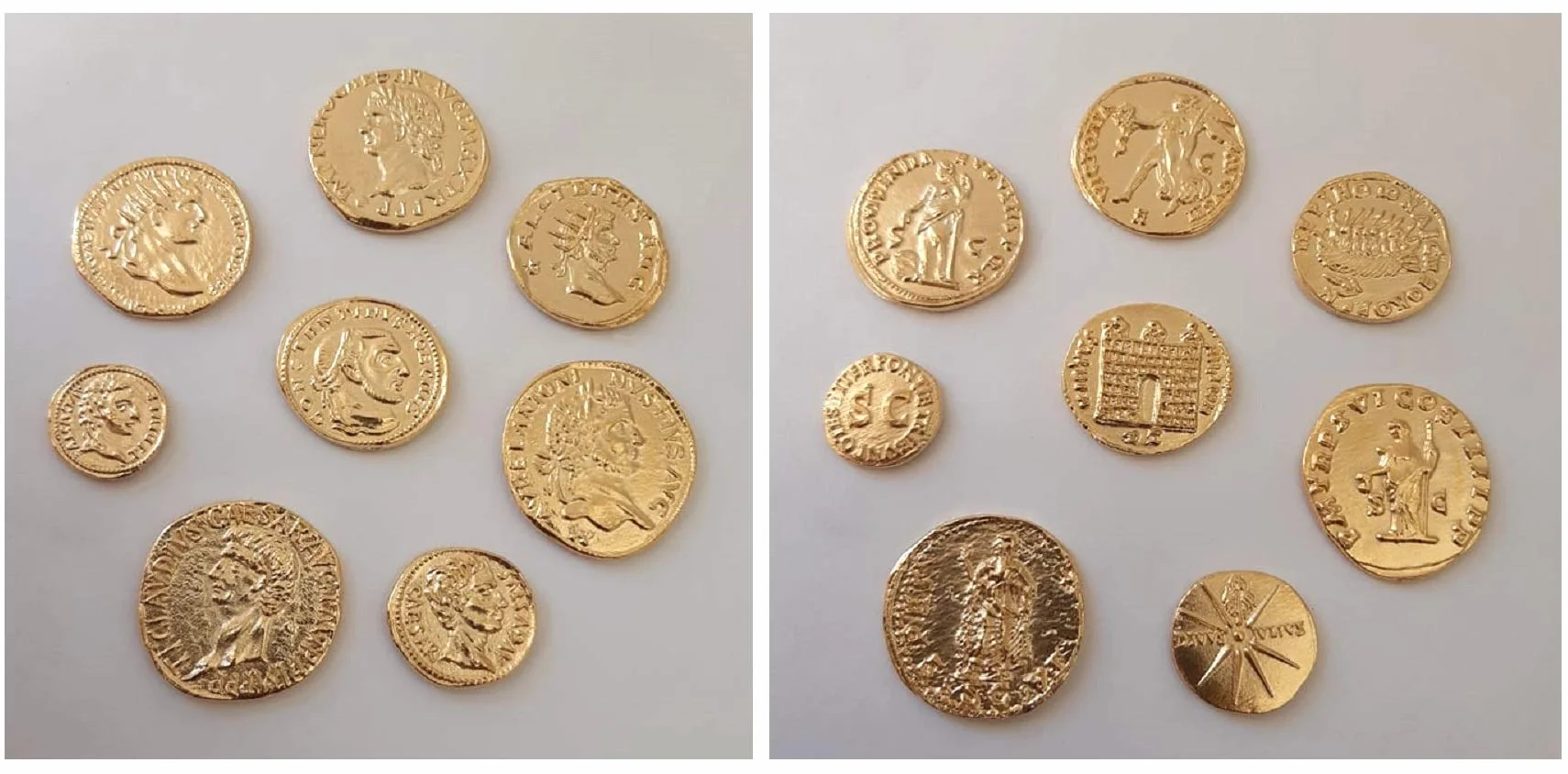 Eurofusioni Monete Romane Imperiali placcate Oro - Set 8 Imperatori Antica Roma