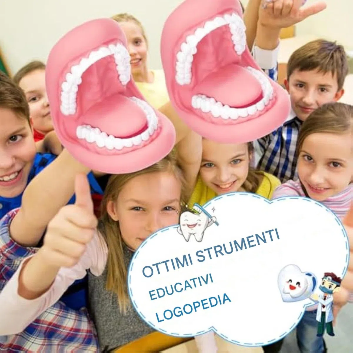 Marionetta Bocca Con Lingua – Strumento Educativo Logopedia Igiene Orale & Dentale | Modello Mascellare Mobile In PVC Con Spazzolino Per Bambini Asilo Apprendimento Domestico