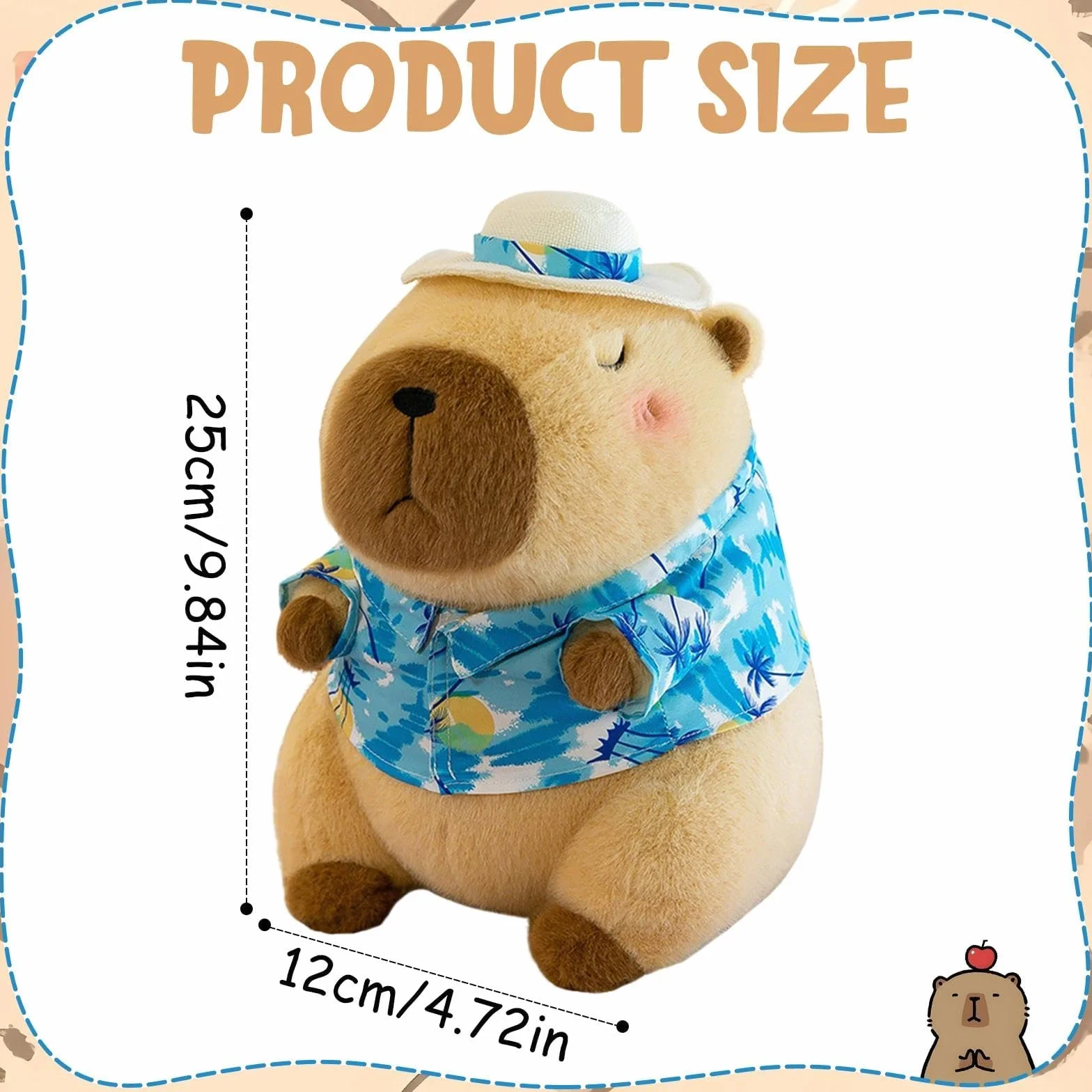 25 CM Capibara Peluche Grande Capibara Gadget Morbido Capybara Pupazzi Cartoni Animati Kawaii con Cappello Festivo e Papillon Cuscino e Decorazione Regalo per Bambini Adulti (Blu)