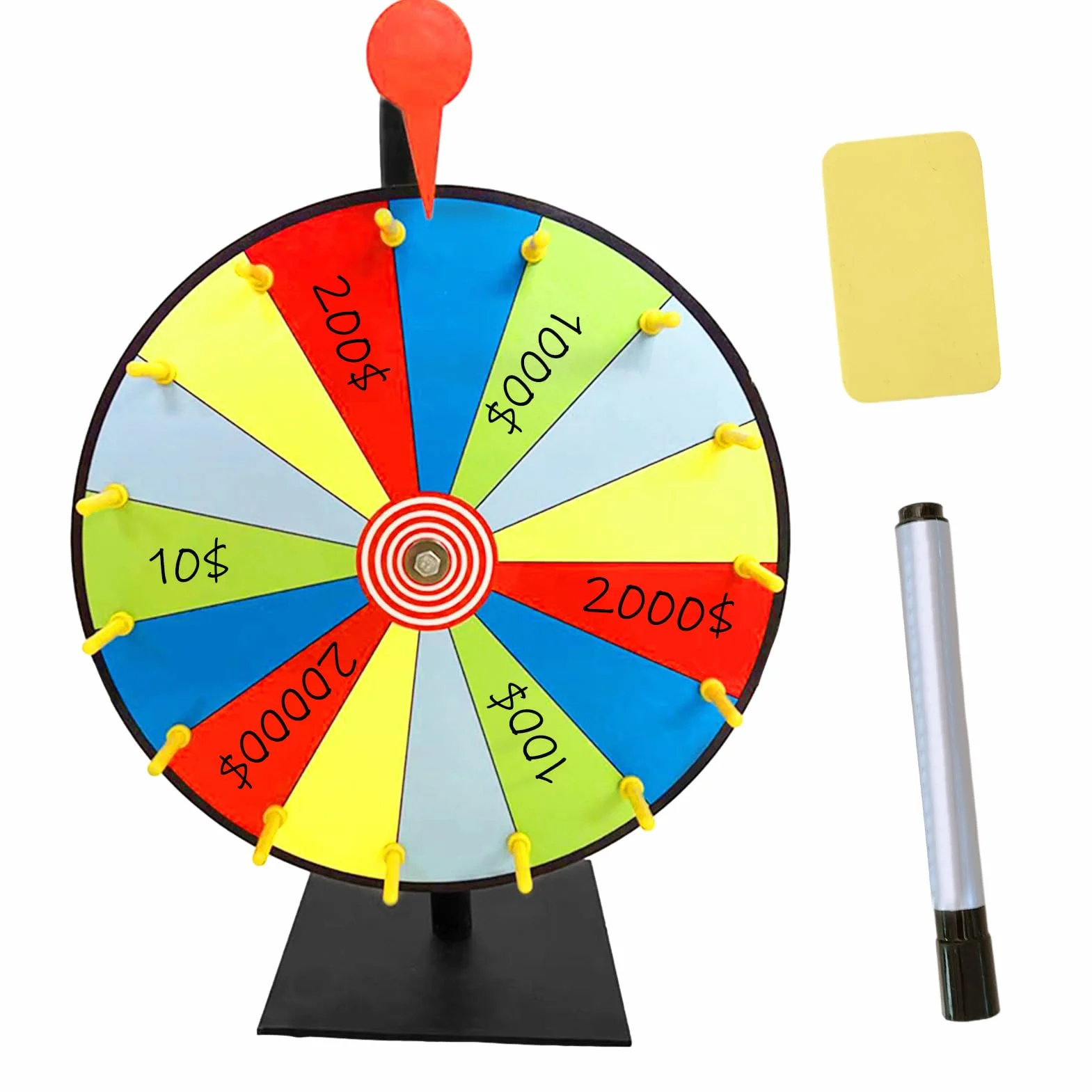 Teksome Ruota Premio - Ruota della Fortuna per | 15 Slot da Tavolo Ruota di filatura Colore - Ruota la Roulette per Carnevale, fiere, Vincere Giochi Fortune Spin