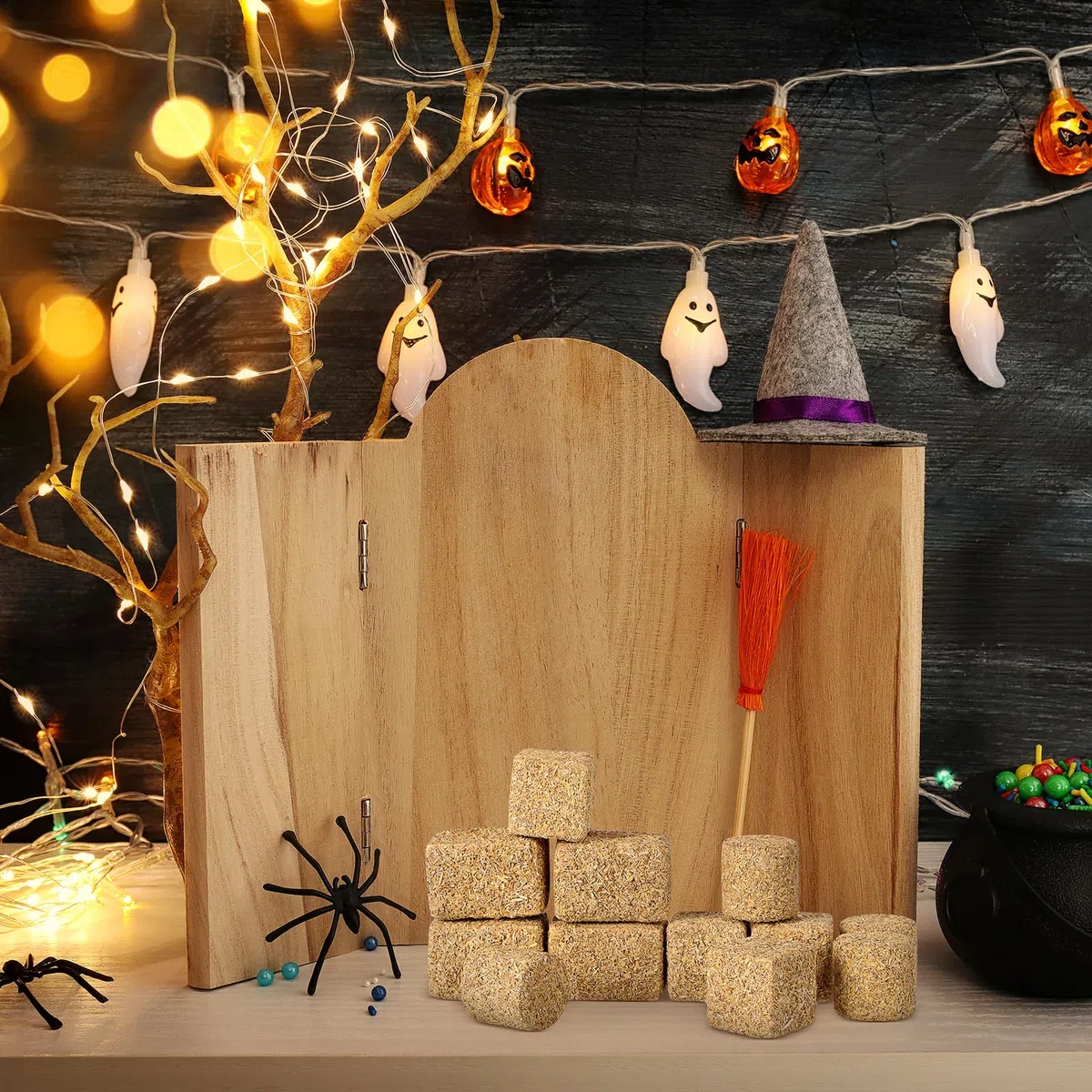 jojofuny Set di 12 mini palline di fieno in miniatura, per la fattoria, per la casa delle bambole, per il modellismo