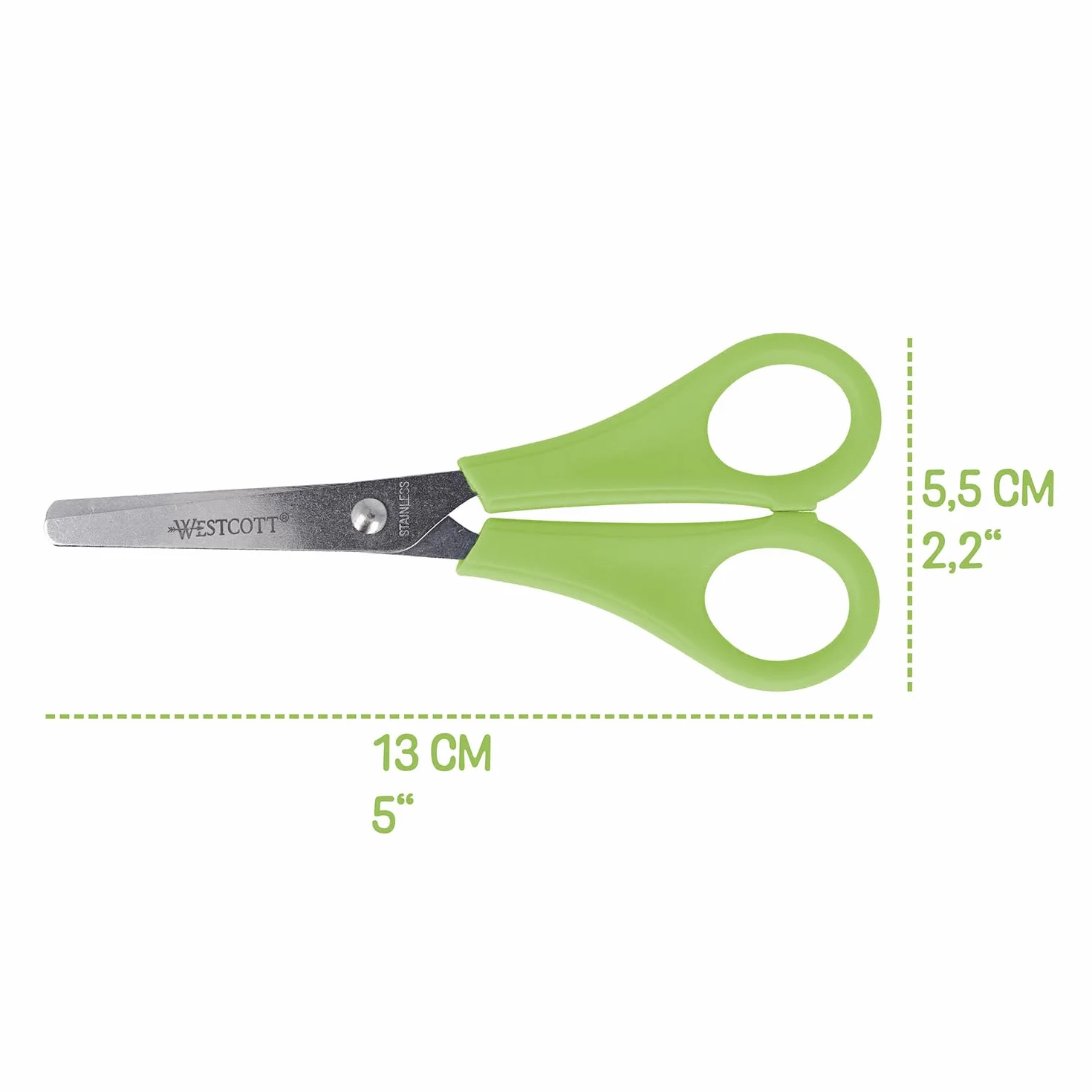 Westcott Forbici per bambini 30 pezzi in confezione espositiva | Forbici con scala integrata da 5 cm | Forbici da bricolage 13 cm (5") ideali per le mani dei bambini | Punta arrotondata | E-2150S