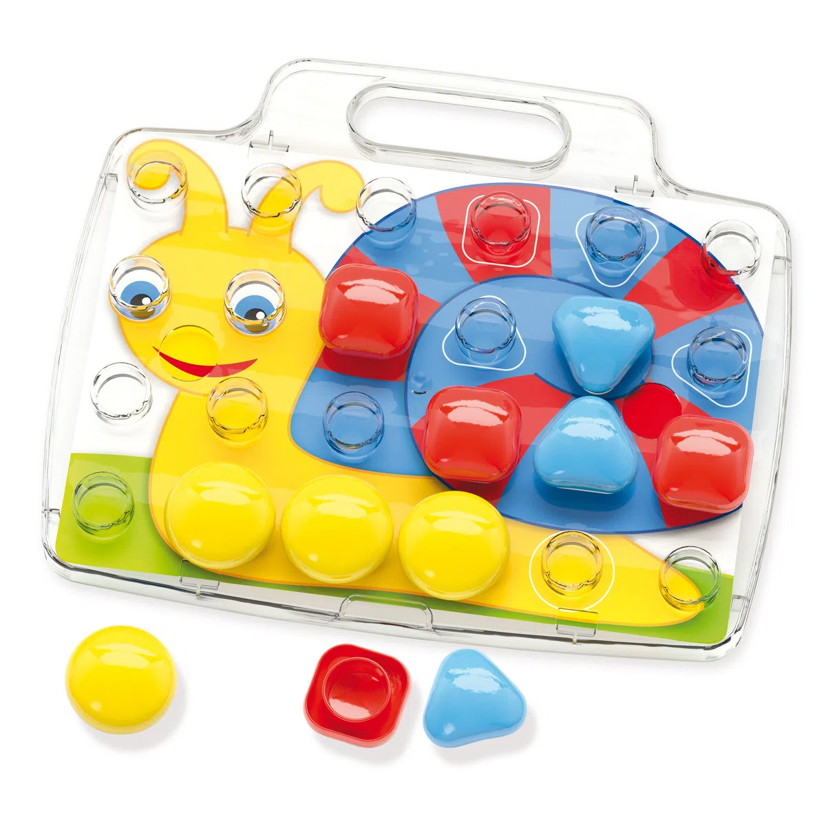 Quercetti FantaColor Baby Gioco Educativo per Bambini 1-4 anni con Bottoni Colorati, Schede Mosaico Bambini e Tavoletta Trasparente, Giochi bambini 2 Anni, Regalo Bimba 1 Anno, Giochi Creativi 2 Anni