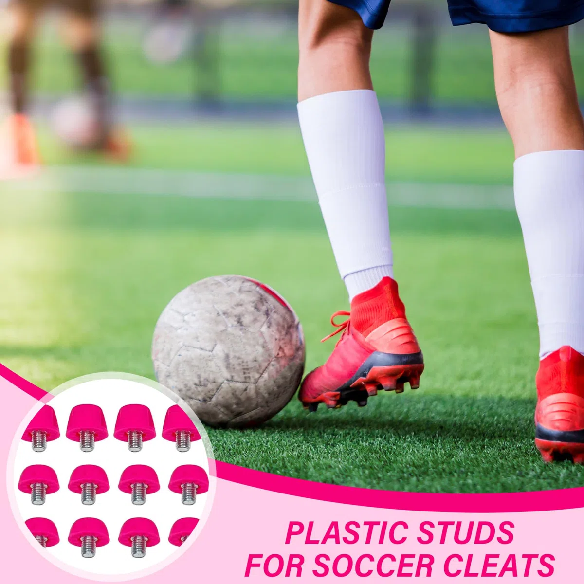 Principetti di plastica per tacchette da Calcio 12pcs 7 mm e 10 mm a Vite su Bitte da Calcio con Chiavi M 5 tacchette da Calcio sostitutive per Campo da Calcio, tacchette da Calcio
