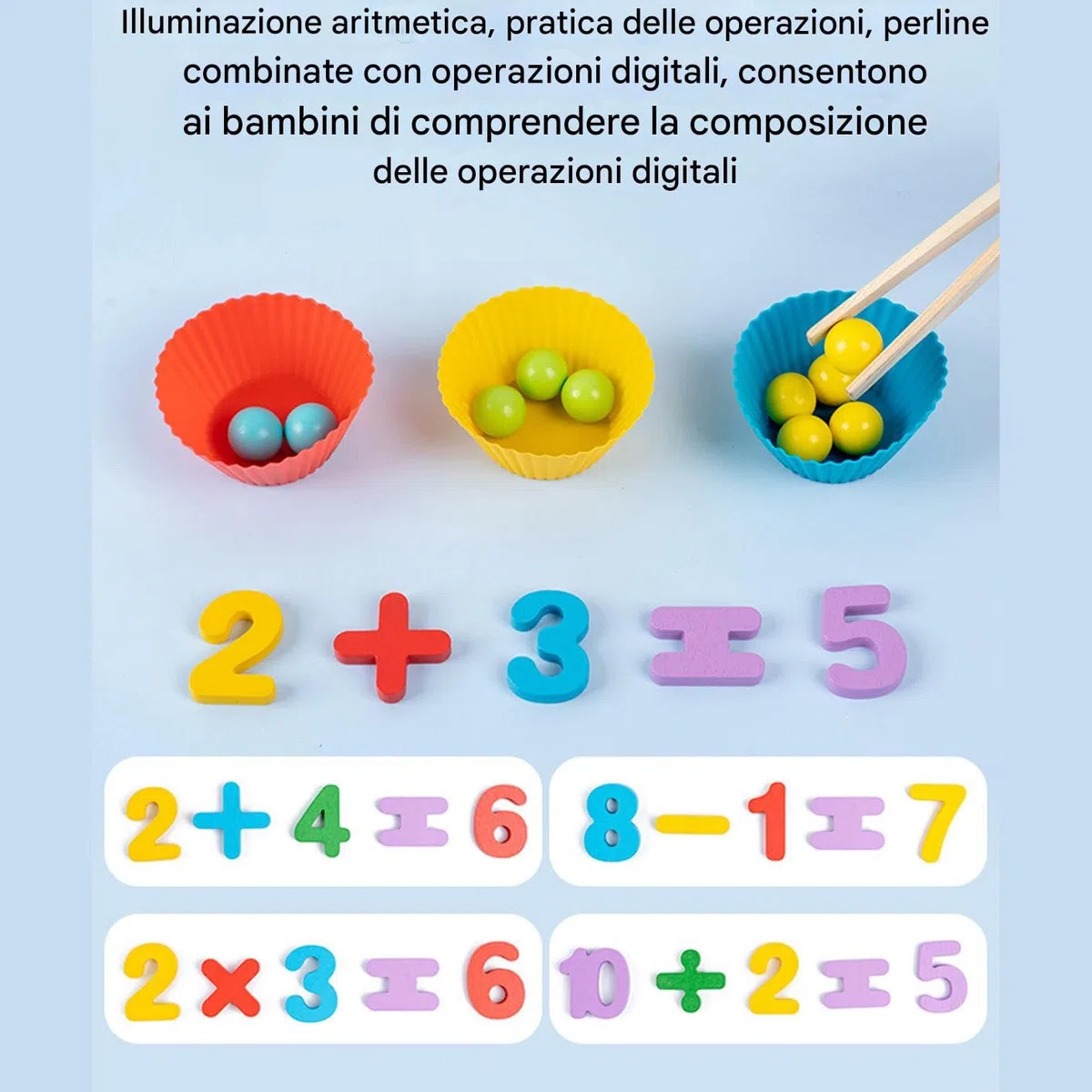 Gioco Matematico Con Perle - Strumento Didattico Per Insegnamento Dei Numeri E Del Conteggio - Attività Ricreativa Di Conoscenza Numerica Per Ragazzi E Ragazze Dai 3 Anni In Su