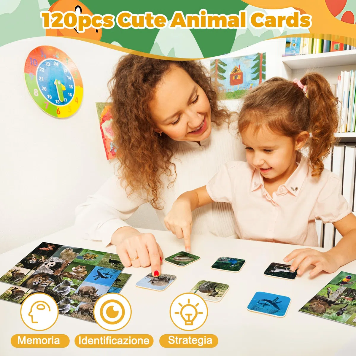 Tigvio Memory - Memory Gioco per Bambini, Divertente Memoria per Adulti e Bambini con 60 paia carte da 5.2x5.2 cm, Adatto come Regalo per Bambini dai 3 Anni e Animali e Appassionati Della Natura