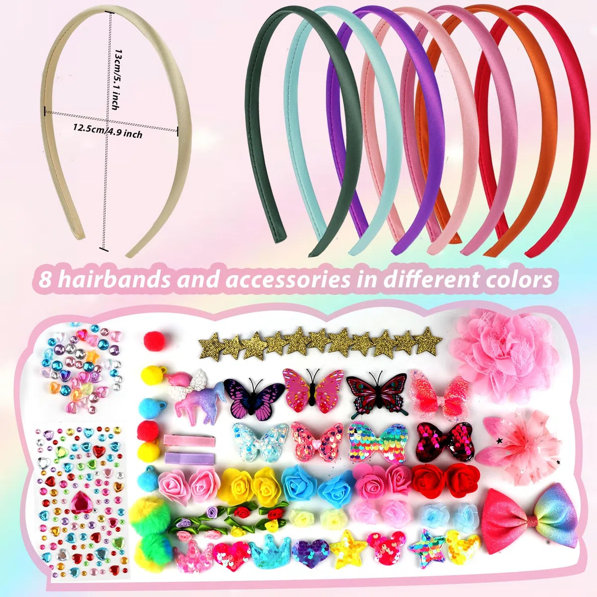 Set di fasce per capelli fai da te per ragazze, fasce per capelli e accessori fai da te | Cerchietto creativo per capelli, per bambini, compleanno, Halloween, Natale, Pasqua