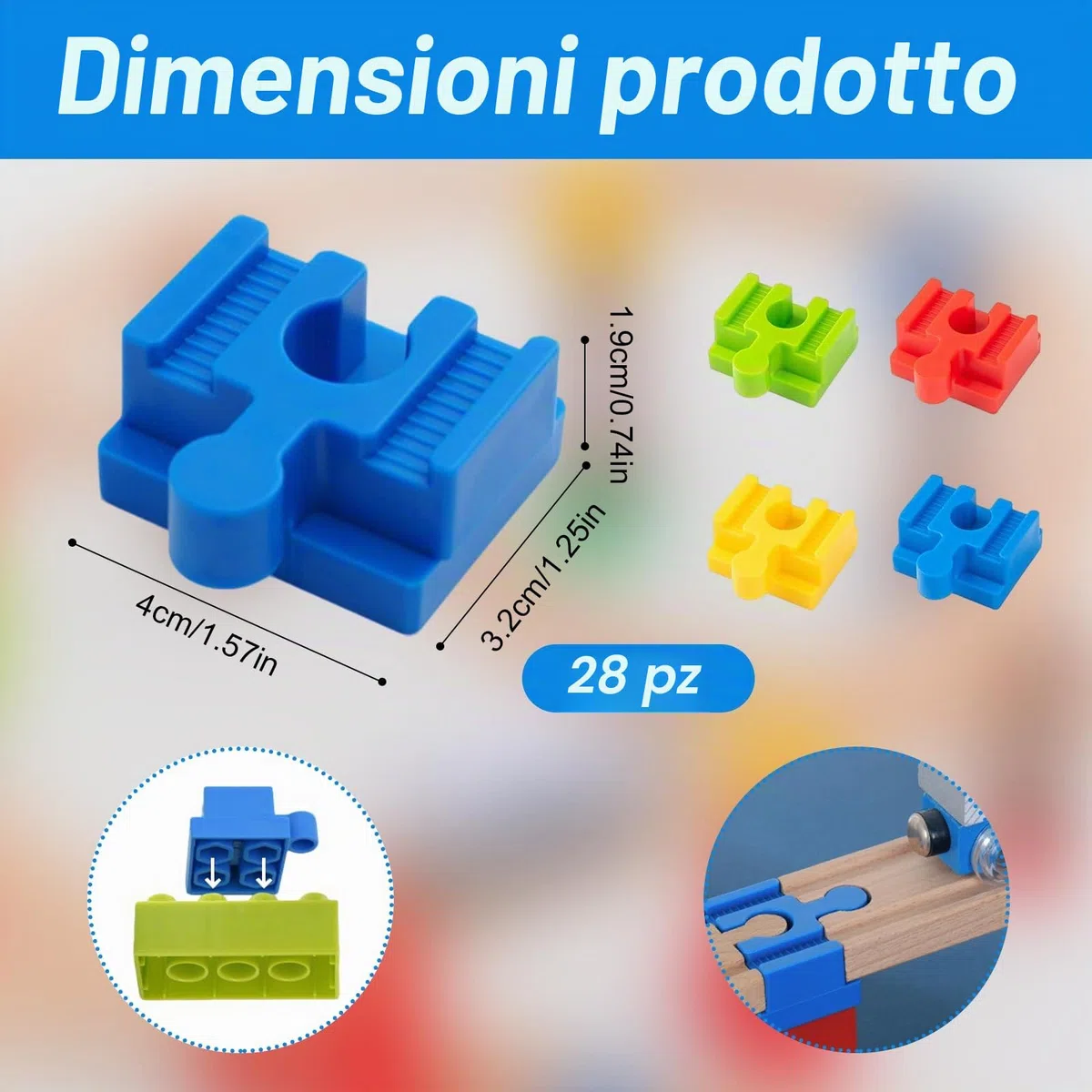 Ferrovia in legno 28pcs adattatore per ferrovia in legno Connettori Adattatori Compatibili, Attraversamento Per Treno, Connettori Per Binari Pista Trenino Legno Adattatori