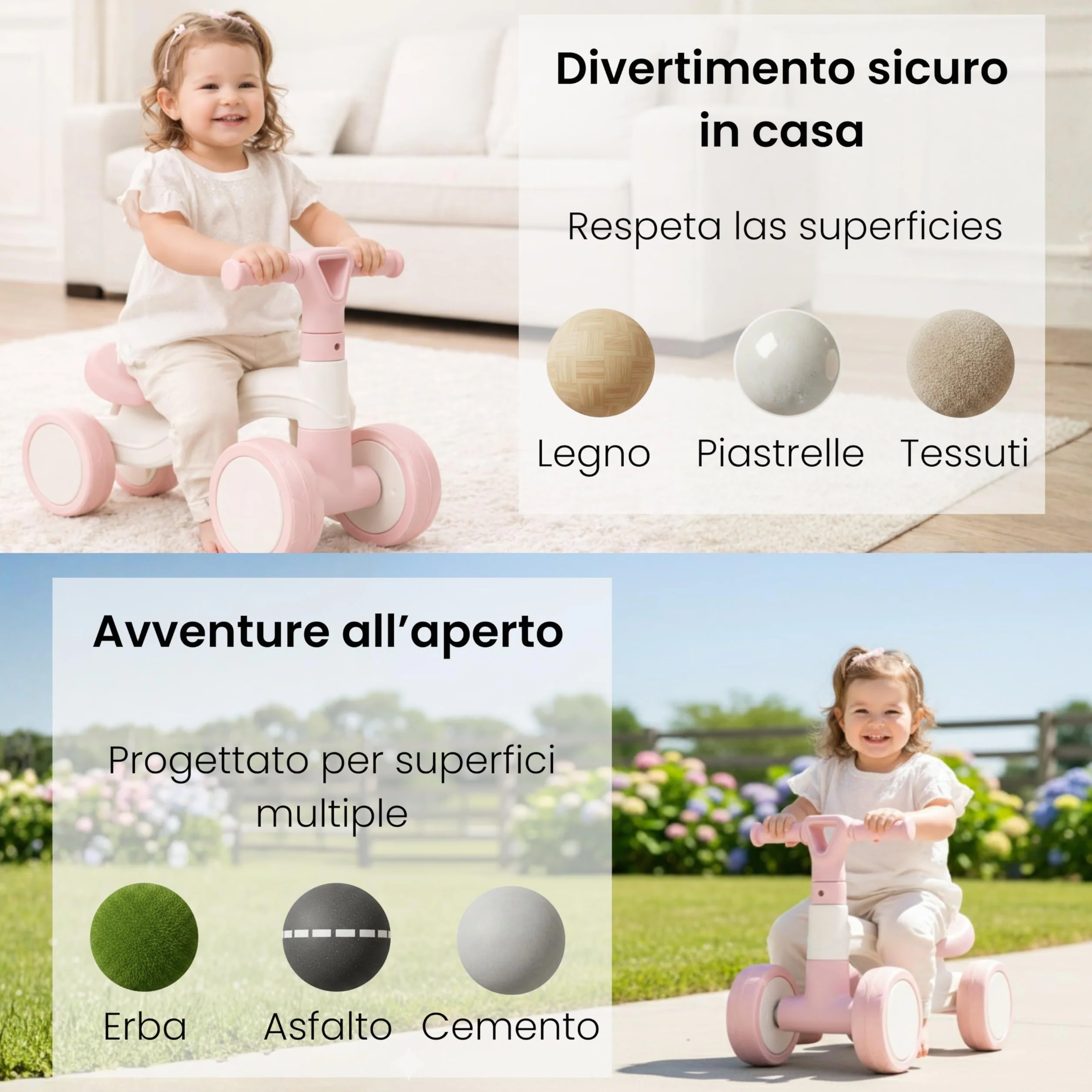 Edibaby, Bicicletta Bambini, Bici Senza Pedali 1–2 Anni, Balance Bike, Triciclo Leggero 12–24 Mesi, Giocattolo Educativo, Idea Regalo