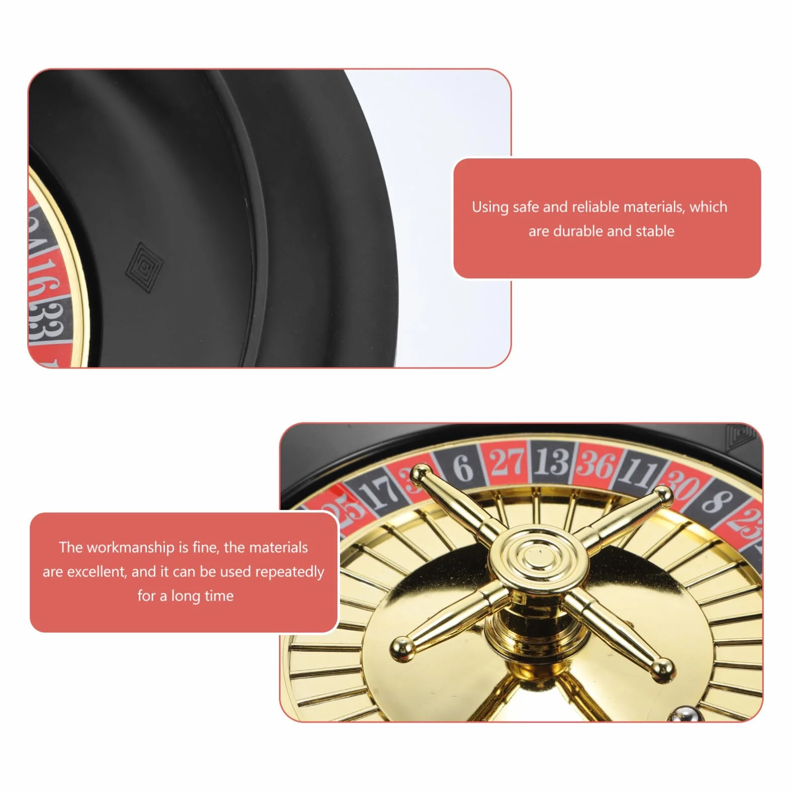 Ifundom Ruota della Roulette da 10 Pollici - Gioco da Poker da Tavolo Russo Rotante in Plastica - Prop per Feste
