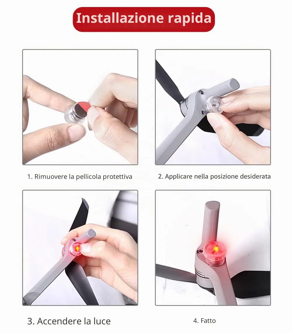 Luce stroboscopica per drone DJI Mini 3 Pro, Mavic 3, Air 2, Mini SE, Zoom e Phantom, rosso o verde, alta luminosità, 3 modalità lampeggianti, 120 min, 30 min