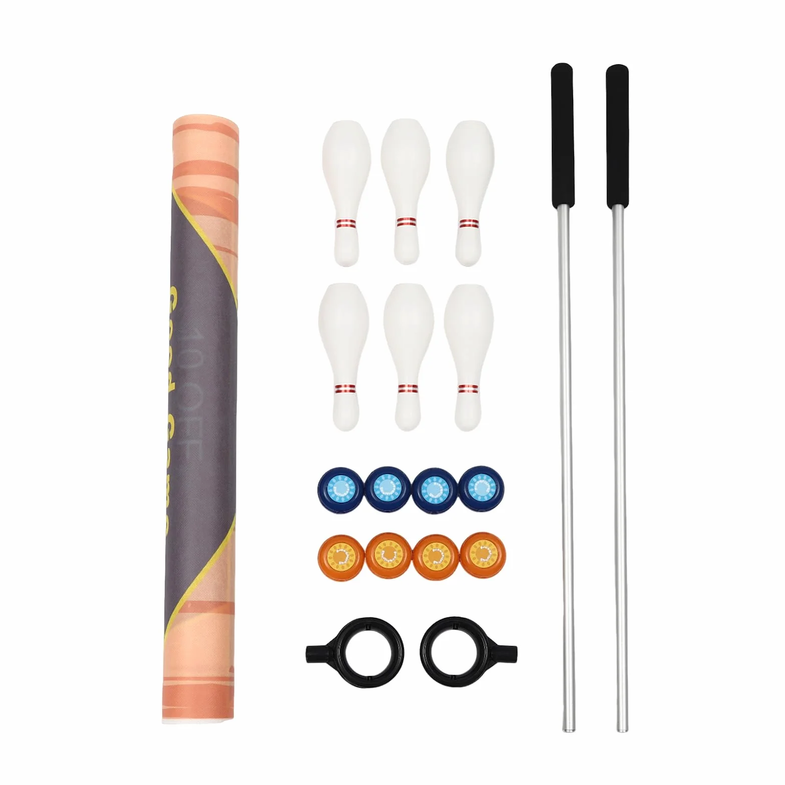 Set di giochi da tavolo 3 in 1, shuffleboard bowling curling, gioco di famiglia, con 2 aste di spinta e 8 arricciature e 6 pin, tavolo Top Games per casa, ufficio, feste