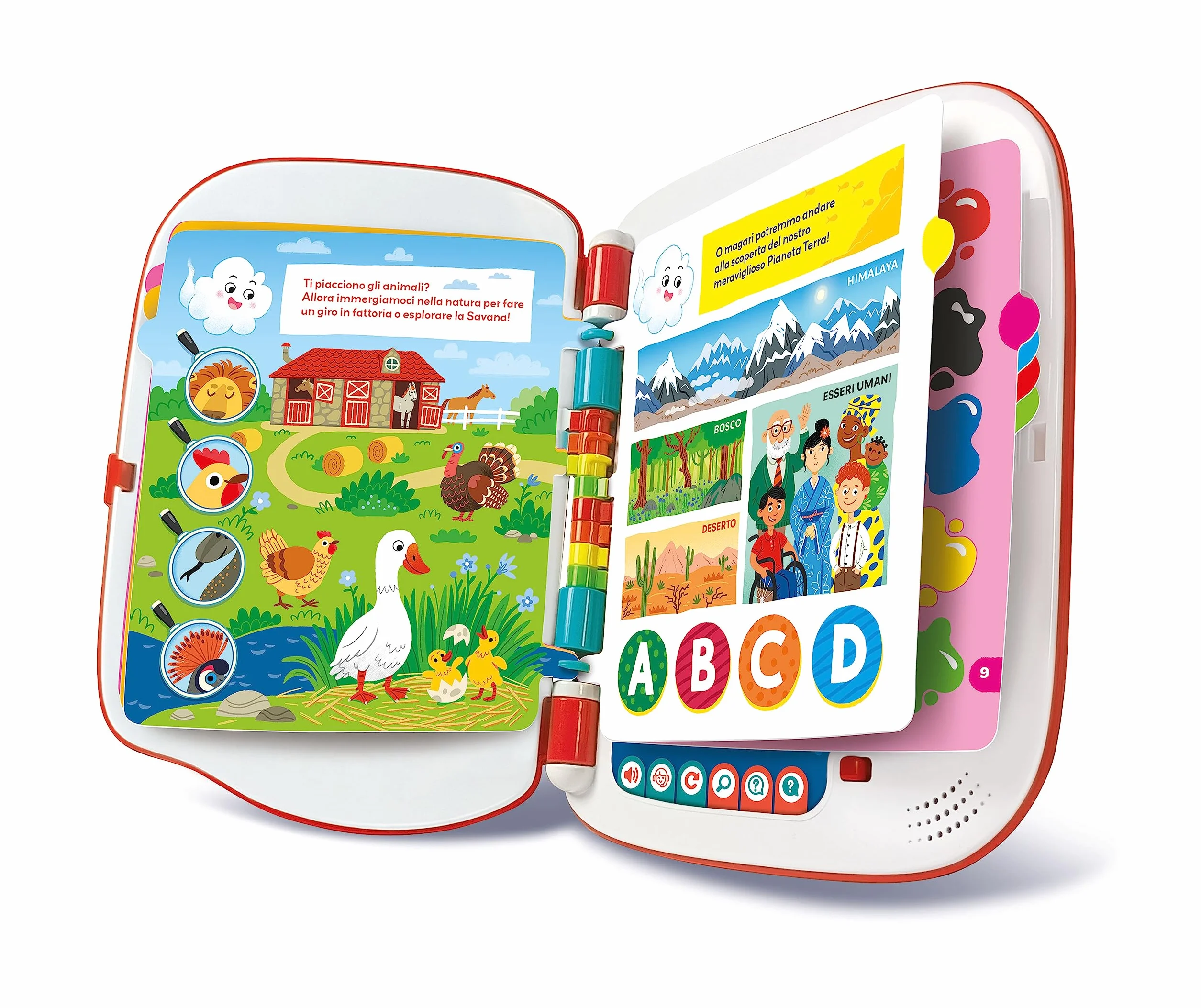 Clementoni - 16430 - Sapientino - Girapagina - Libro Elettronico Bambini, Gioco Educativo 3-6 Anni, Libro Interattivo, Elettronico Parlante, Apprendimento Acustico, Con Batterie