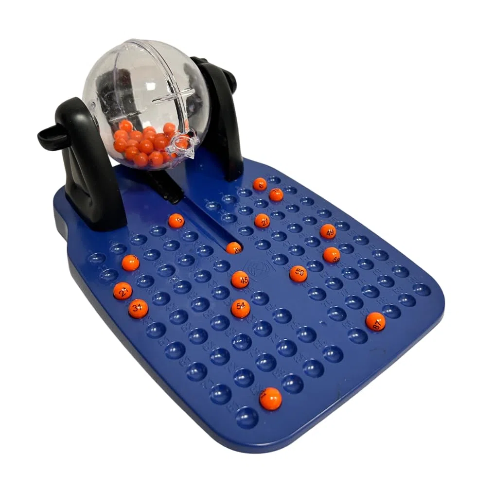 Generico Tombola 48 Cartelle con Bussolotto Girevole Gioco Bingo Lotto Gioco Tombola Bingo Lotto con Cestello per Pesca Automatica 48 cartelle con Ruota Girevole Automatica