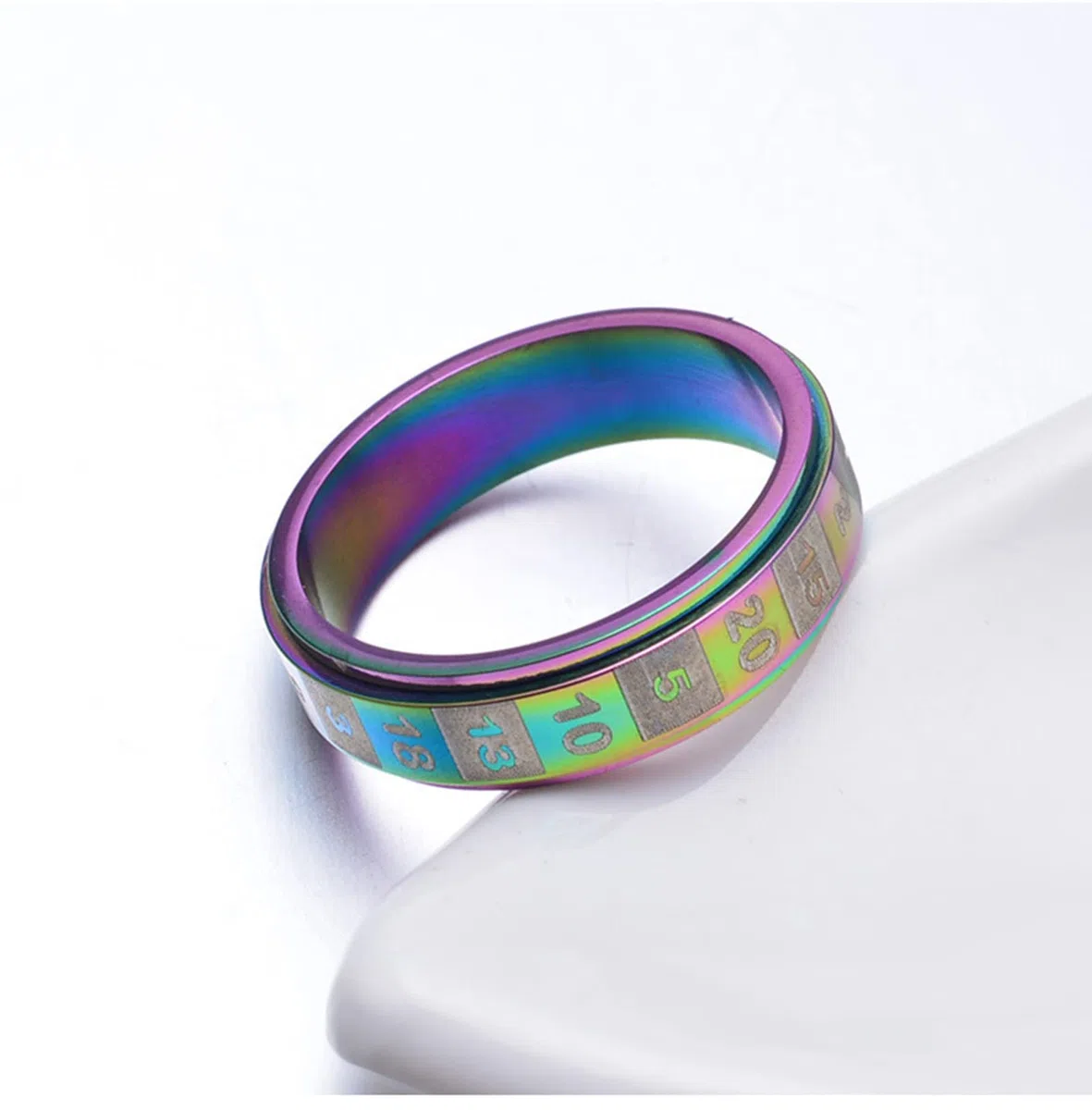 Anelli da Uomo, Numeri Girevole Anti Stress Fidget Spinner Ring Colorato/Nero