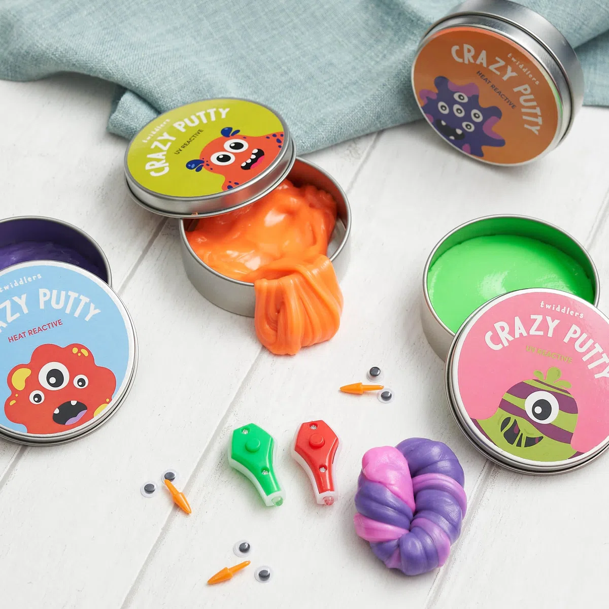 Slime Muta Colore Confezione da 4 Vasetto Grande, Reattivo a Calore e UV