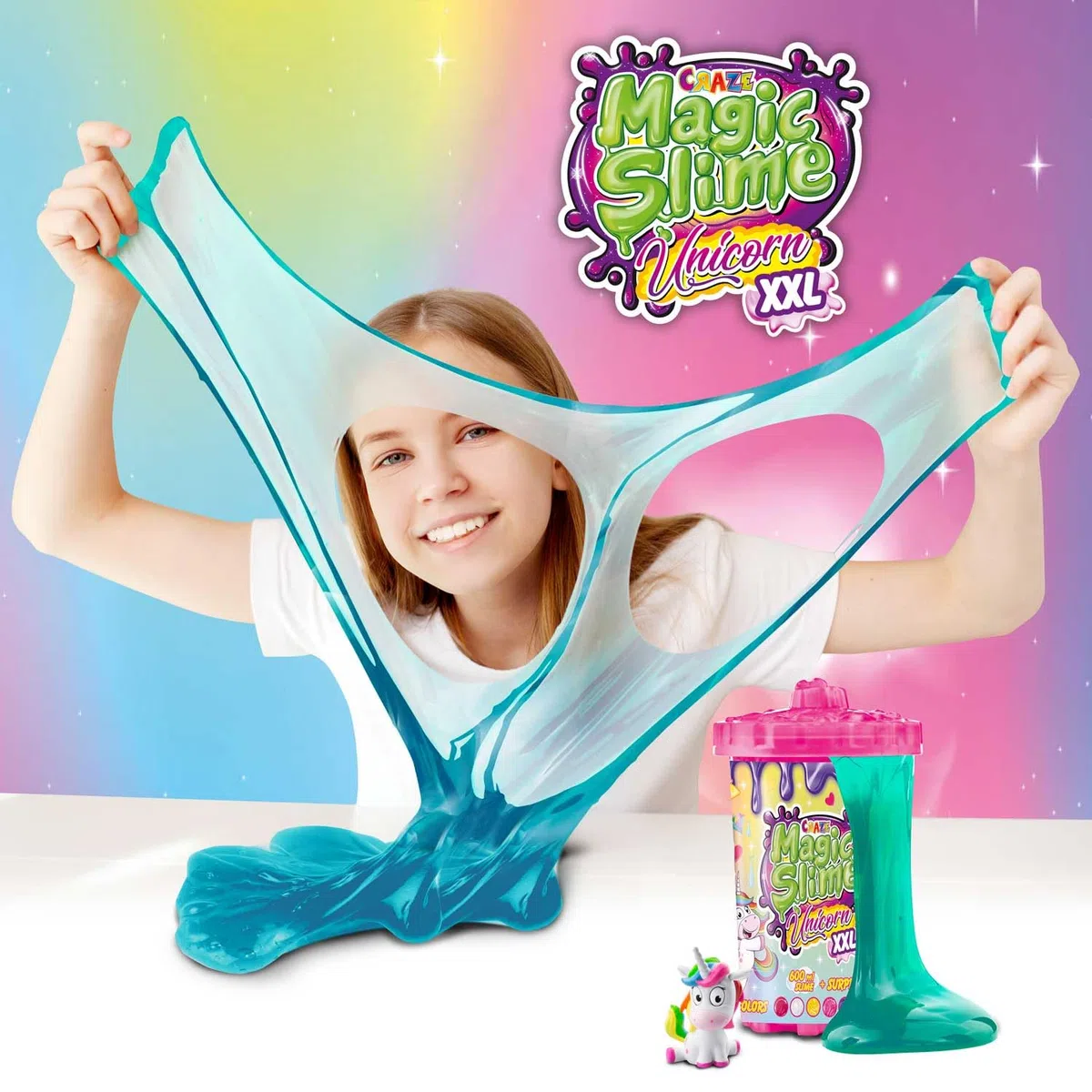 CRAZE MAGIC SLIME UNICORNO, slime per bambini XXL con figura di unicorno 600 ml glitter slime, giochi bambini 34392
