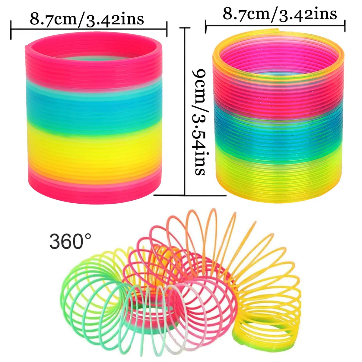 2 Pezzi Molla Giocattolo,Gadget per Bambini, Spring Toy, Rainbow Spiral, Spring Coil Arcobaleno Magico for Children Mini Molla Divertenti sorgenti Arcobaleno per Bambini