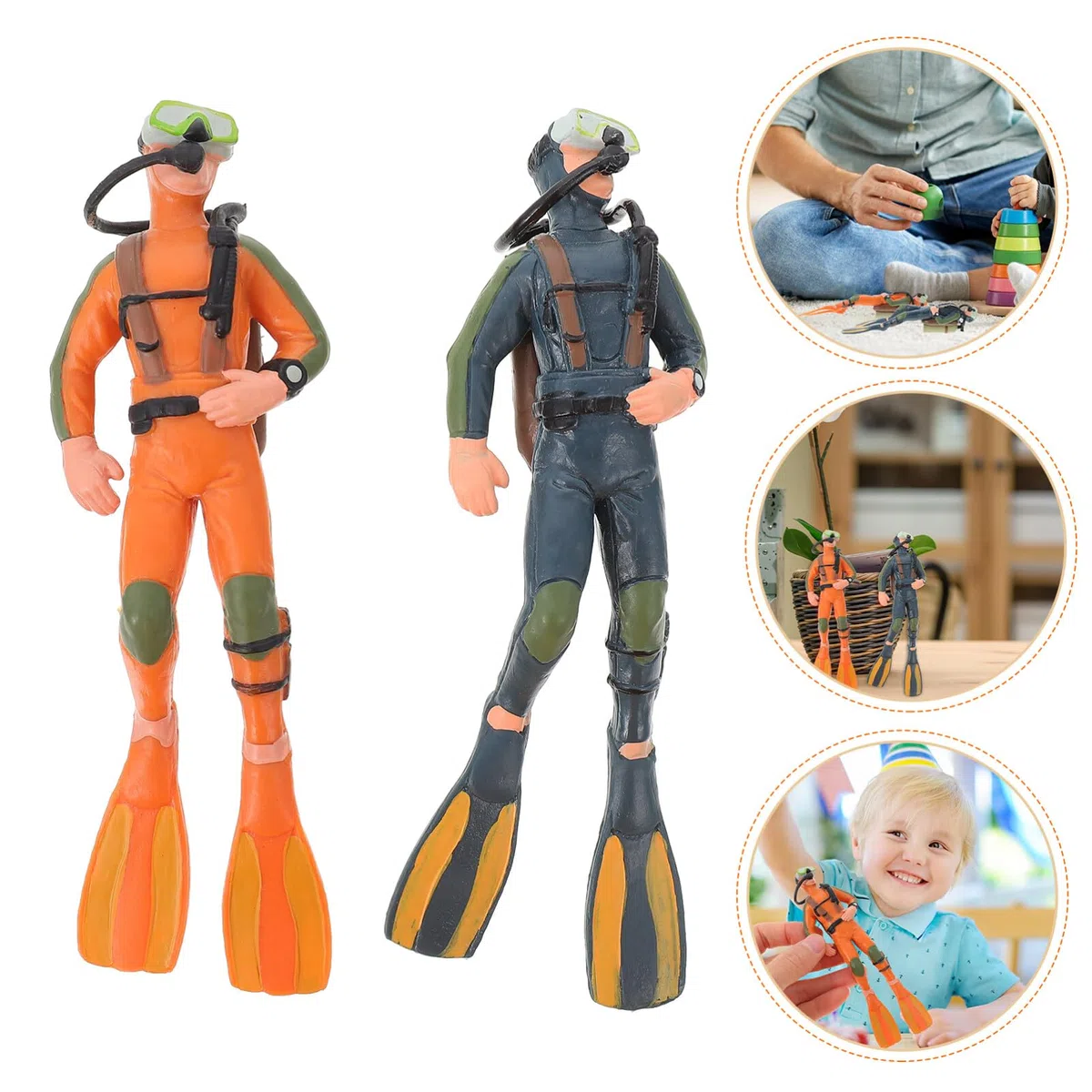 Gadpiparty 2 Pezzi Modello Ridotto Persone Figure Di Subacquei Realistici Nuotatori Sottomarini Figure d'azione Statuetta Avventuriero Immersione per Diorama Layout Tavolo