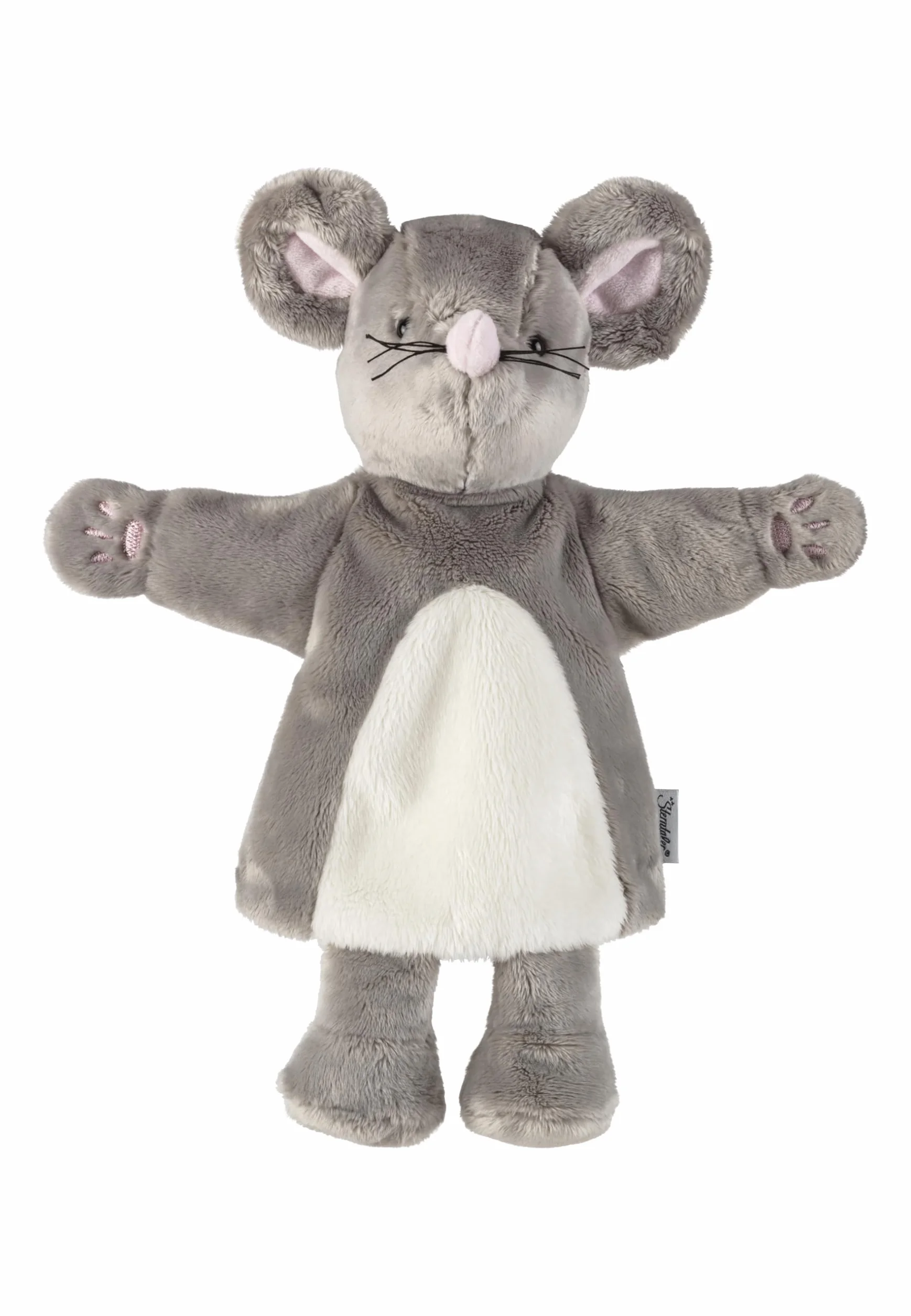 Sterntaler Pupazzo a mano – giocattolo morbido per bambini per teatro delle bambole, raccontare, coccolare e promuovere la voce, perfetto compagno di gioco e idea regalo, grigio