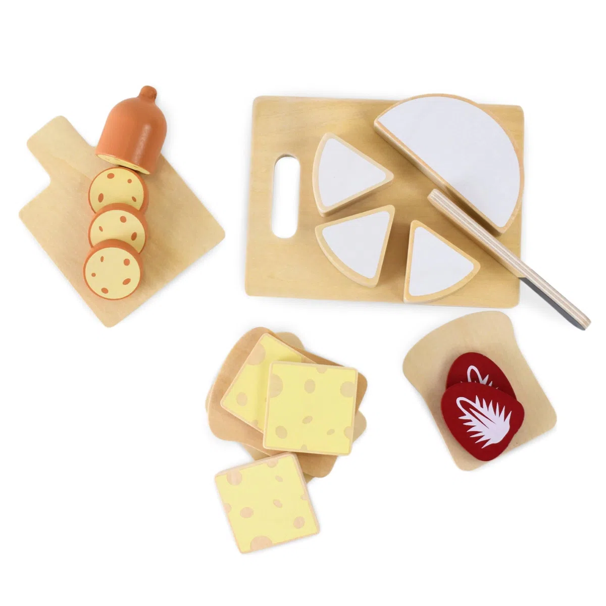 Mamabrum Set Colazione in Legno per Bambini - Gioco di Pappa con Accessori da Cucina per Piccoli Chef, Include Tagliere e Alimenti in Legno