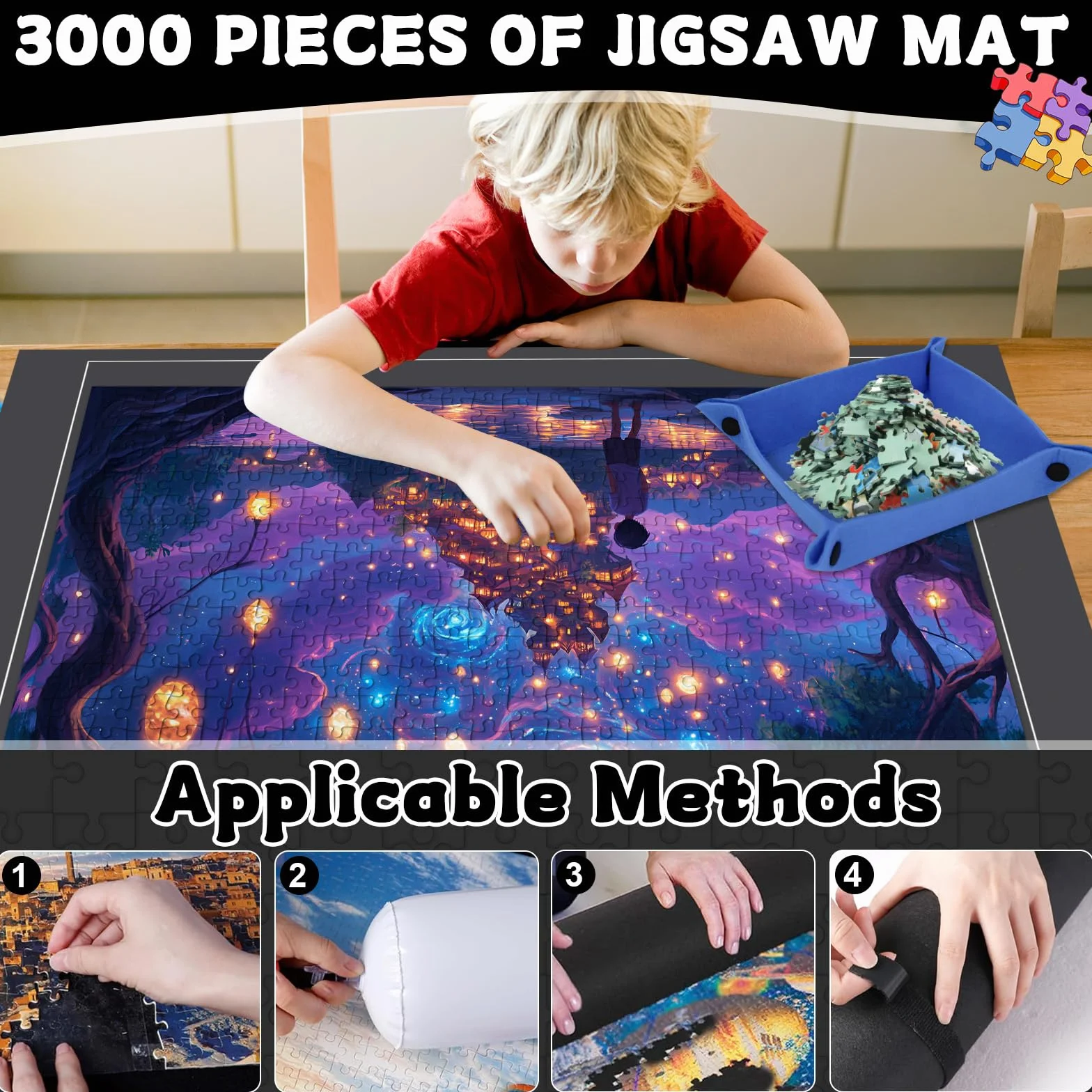Puzzle Mat,Portable,Non-Slip Rolling Puzzle Mat, Puzzle Pad Felt 1000 1500 2000 3000 Pieces