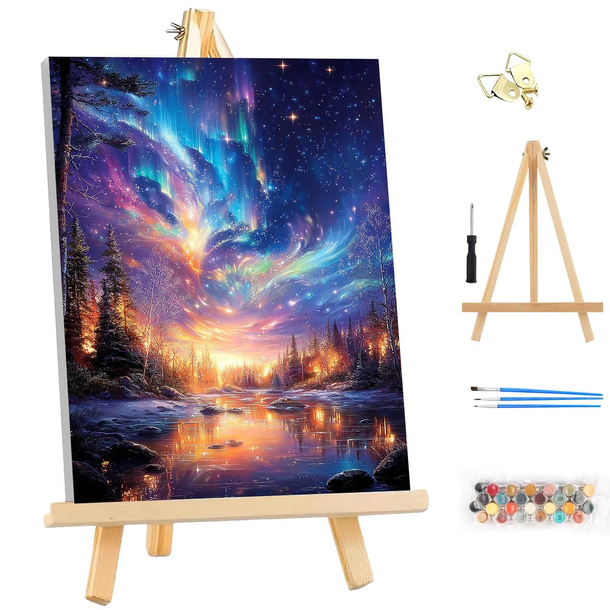 MEIYUDA Dipingere con i Numeri Adulti con Telaio Notte stellata, Pittura a Olio Kit Paint by Numbers, fai da te Quadri da Dipingere Numerat, Pittura Adulti Decora la Casa Regalo 25x35cm