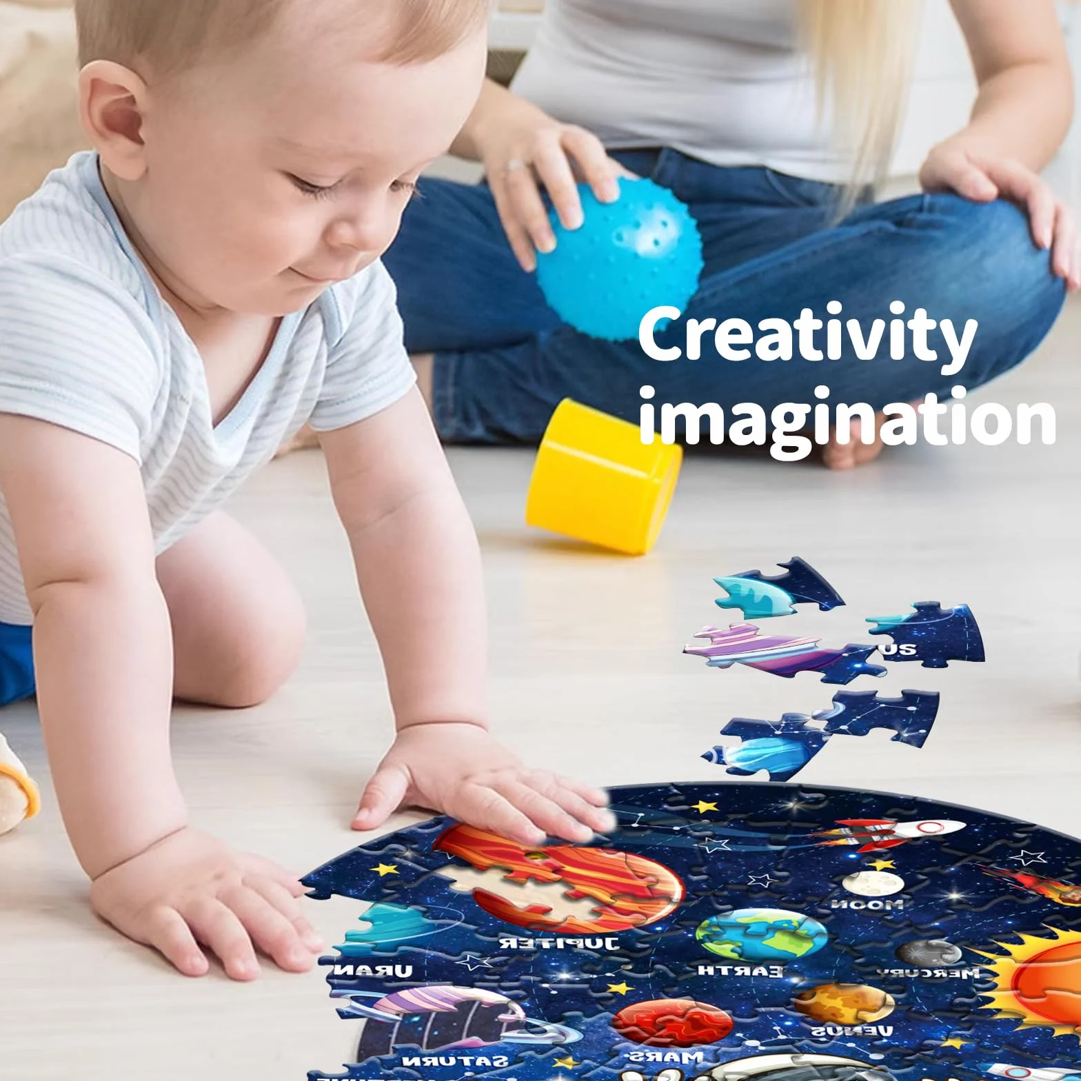 Puzzle per bambini con sistema solare, pianeta per bambini dai 3 agli 8 anni, grande 71 pezzi, giocattolo puzzle per l'apprendimento educativo