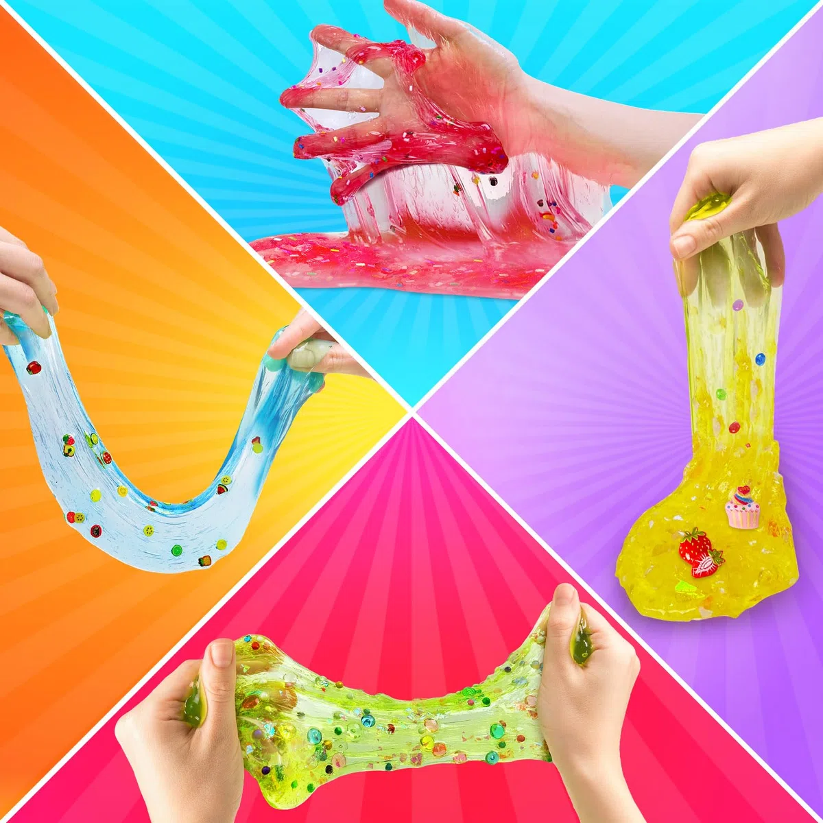 12 Colori Fai da Te Slime Kit Slime Making per Ragazze, Crystal Clear Slime, Glow in the Dark Slime con Sfere di Schiuma Aggiuntive, Charms, Glitter, Giocattolo Regalo per Bambini