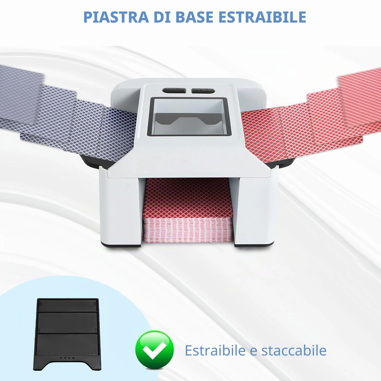 Mescolatore di carte automatico per 1-2 mazzi, batteria ricaricabile da 2000mAh, mescolatore elettrico a basso rumore per Poker, UNO, Blackjack, Phase 10 e altro – Mescolata con un tocco