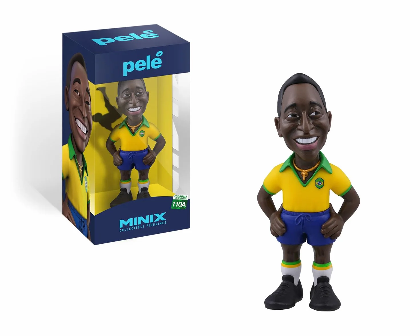 MINIX Pele Brazil 1st Kit 12 centimetri Figura - Figura Pele da collezione Sport Football Icon Range per i fan