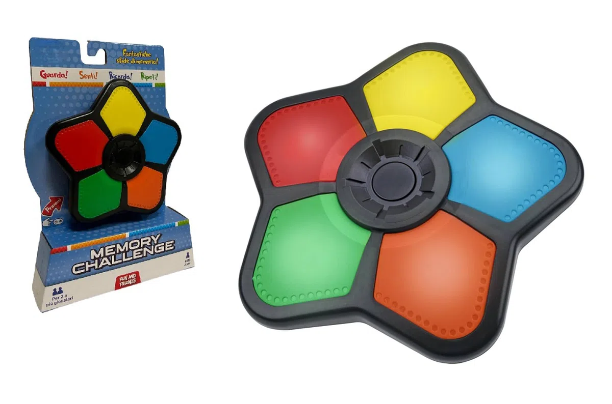 Gioco di Memoria Interattivo Portatile con Luci Suoni Gioco di Memoria Tascabile Memory Challenge di Abilità e Memoria Puzzle Game Elettronico di Concentrazione - Colore B