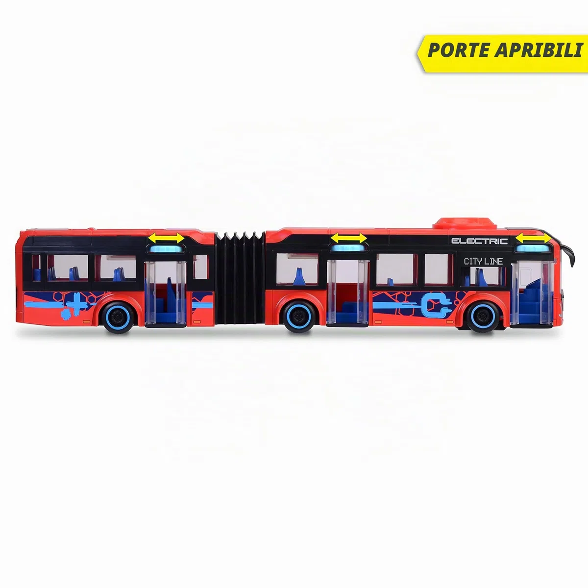 Dickie Autobus Volvo City Doppio 40 cm, Autobus Urbano con funzione di sterzo, apertura porte e licenza ufficiale Volvo (203747015)
