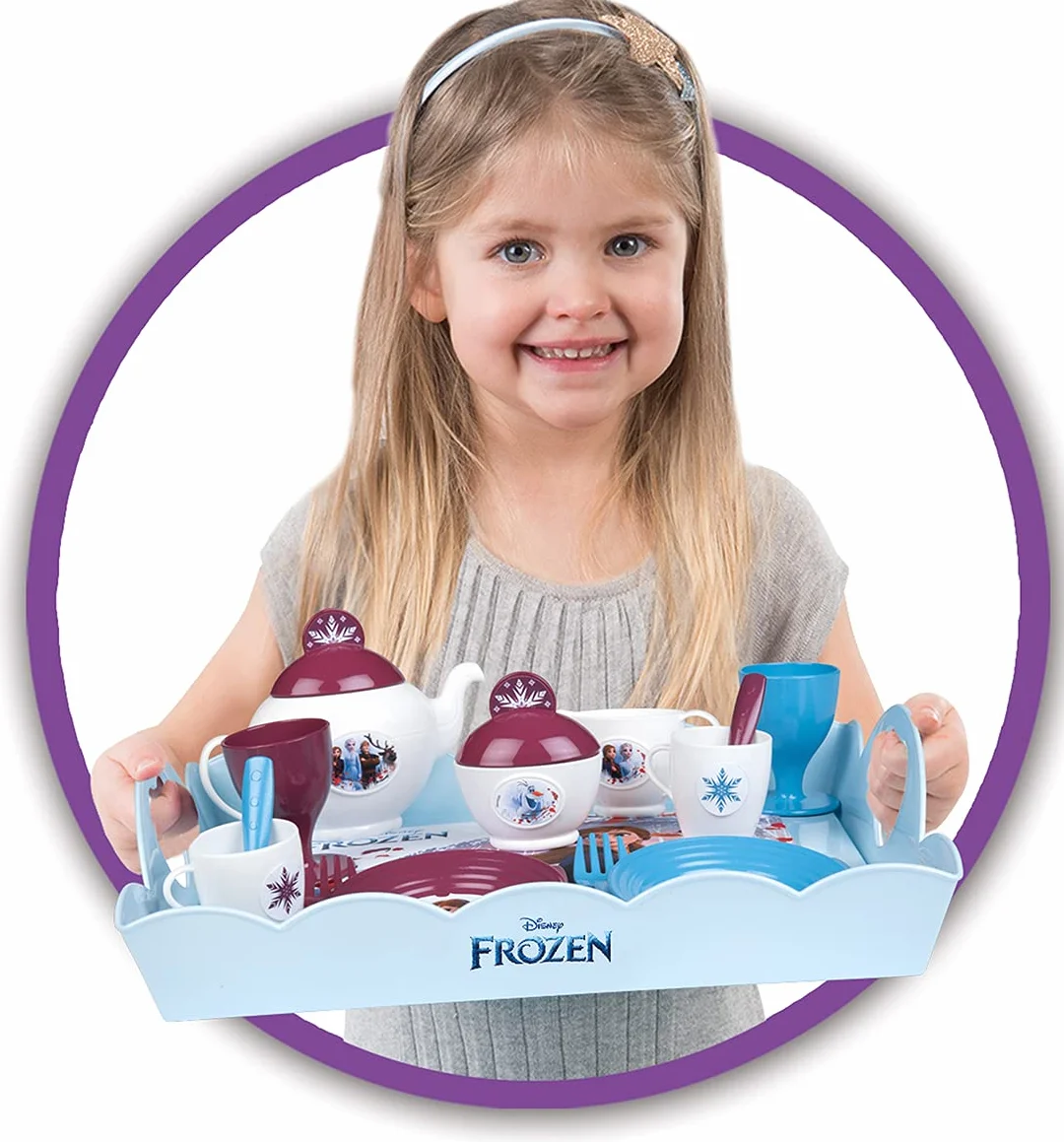 Smoby - Frozen - Vassoio da tè XL - 17 accessori - Bicchieri, piatti, teiera inglese, zuccheriera e altri - Dai 3 anni - Prodotto in Francia