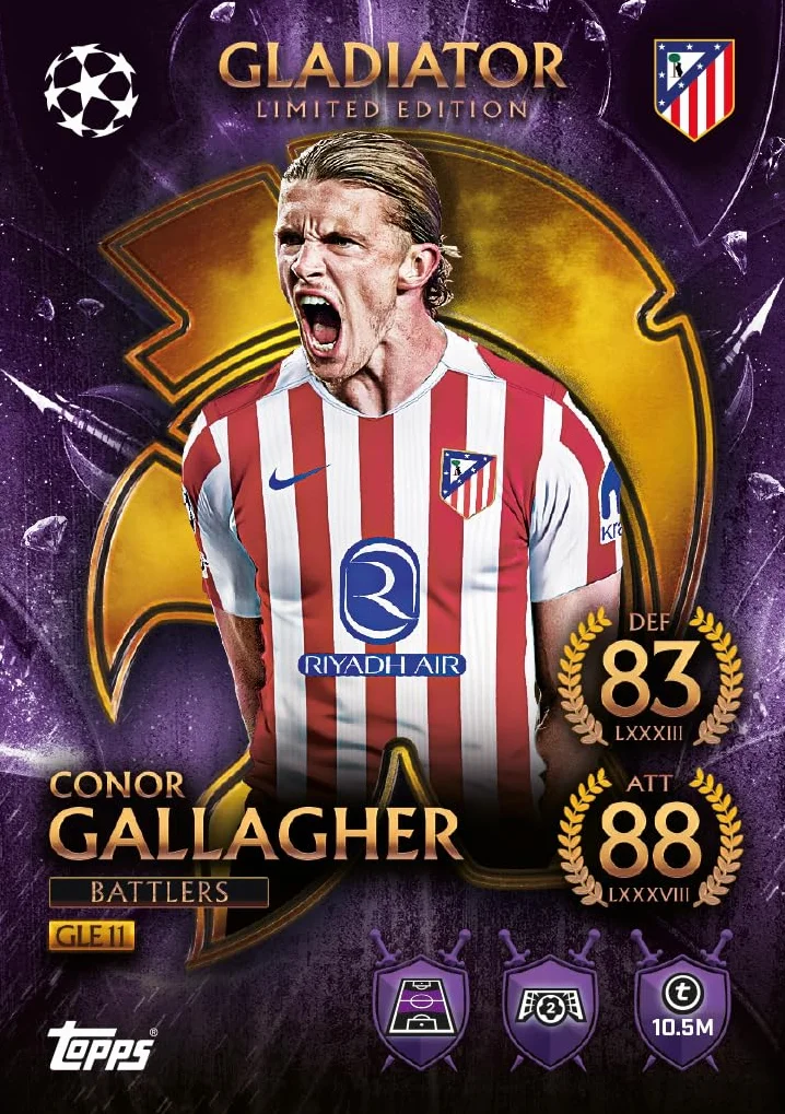 Topps UCC Match Attax 2025/26 - Mega Tin - Battlers - contiene 45 carte Match Attax più 3 carte esclusive Gladiators LE.