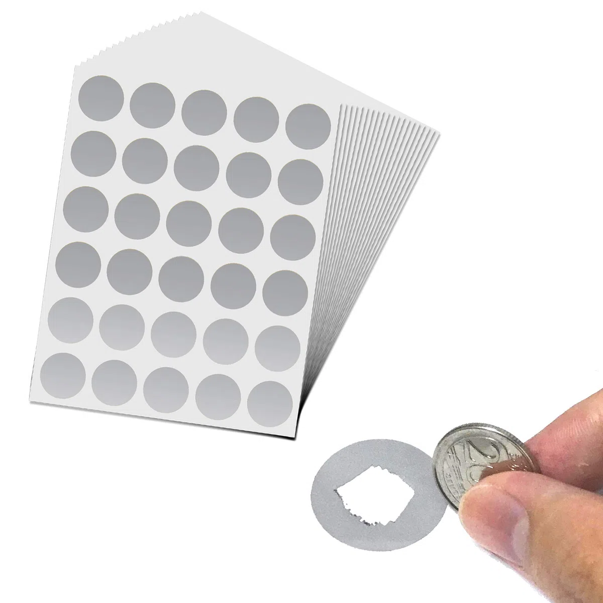 900 pezzi, 25mm Gratta e Vinci Personalizzato Adesivi (Scratch Sticker) - Argento
