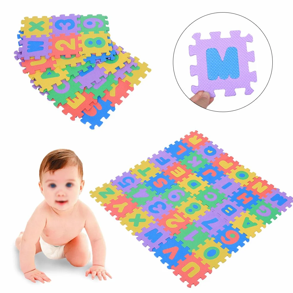 Tappeto Puzzle Per Bambini,Tappetino Da Gioco Per Bambini Puzzle In Schiuma, 36 Pezzi Tappeto Da Gioco In Schiuma Eva Morbida Piastrelle Per Pavimenti Multicolore Per Bambini Numeri E Lettere Neonati