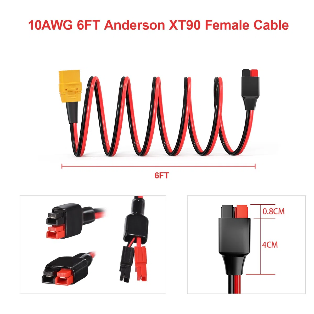 ELFCULB Cavo Anderson a XT90, 10 AWG, spina Anderson a XT90 prolunga cavo femmina per generatore solare RC (1,8M)