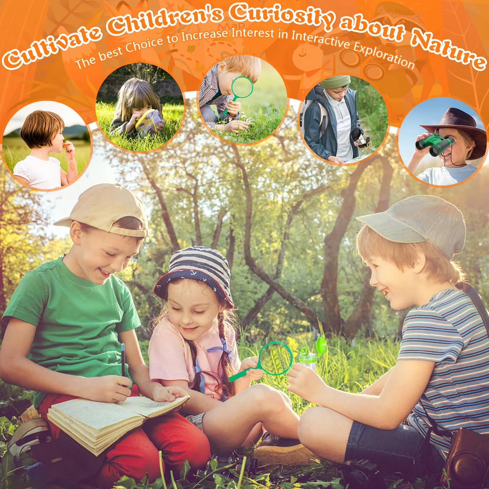 21 Pezzi Set da Esploratore per Bambini,con Gilet,Cappelli, binocolo,Bussola,Lente d'Ingrandimento e Altro,Fantastico Regalo per l'esplorazione della Natura e l'avventura per i Bambini.