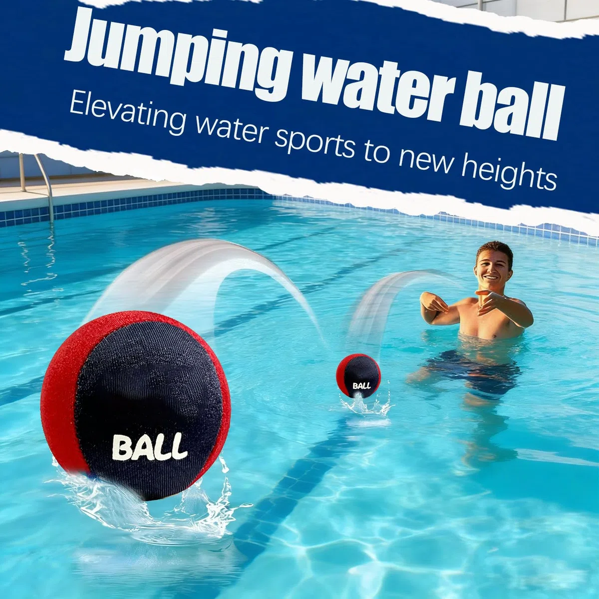 Palla che Rimbalza Sull'acqua,2 Pezzi Palla Rimbalzante per Acqua con Sacchetto Portaoggetti,per Piscina,Spiaggia & Mare,per Divertimento all‘Aperto