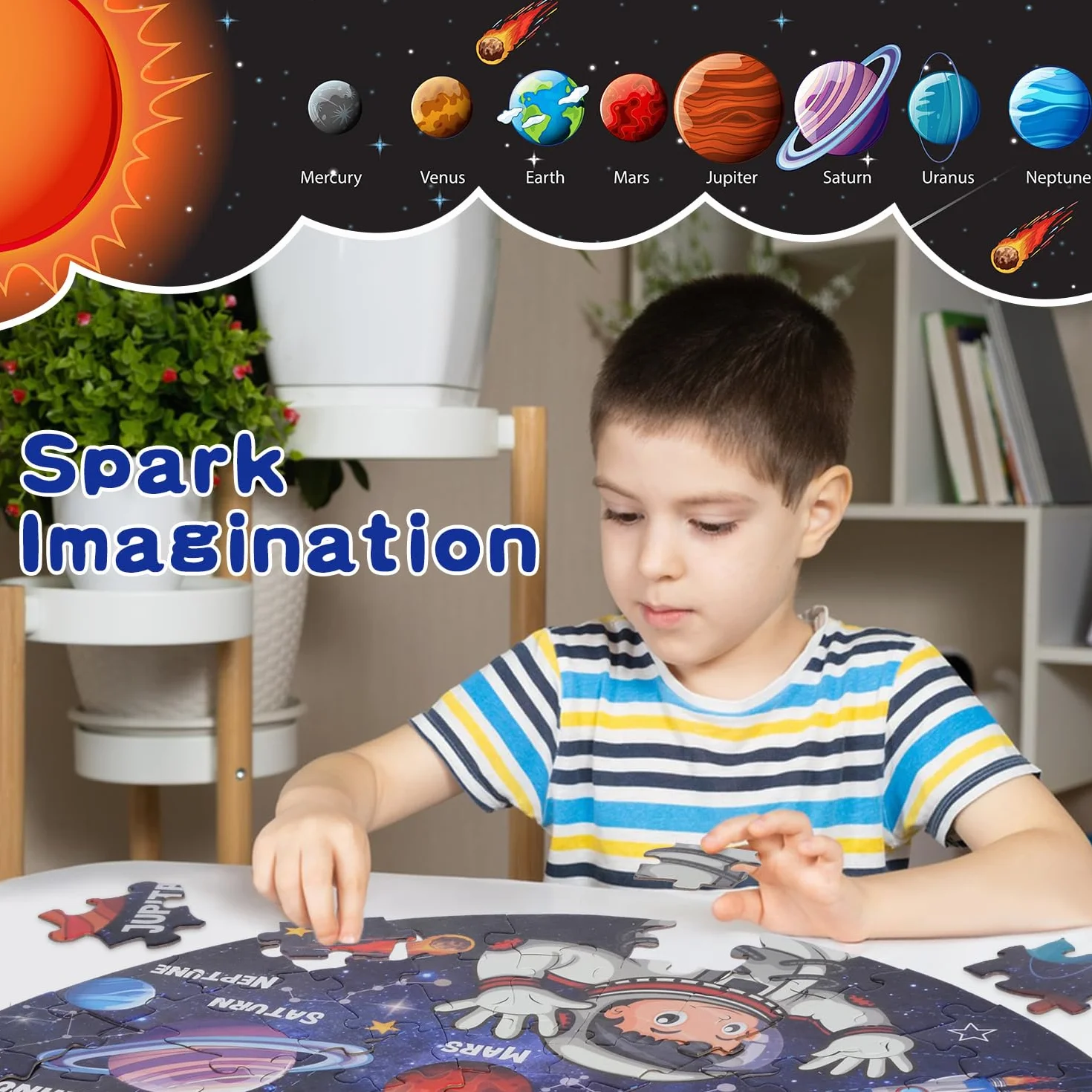 Puzzle Bambino Sistema Solare da Pavimento 71 Pezzi per 5 6 7 8 Anni, Gioco Regalo per Ragazzi