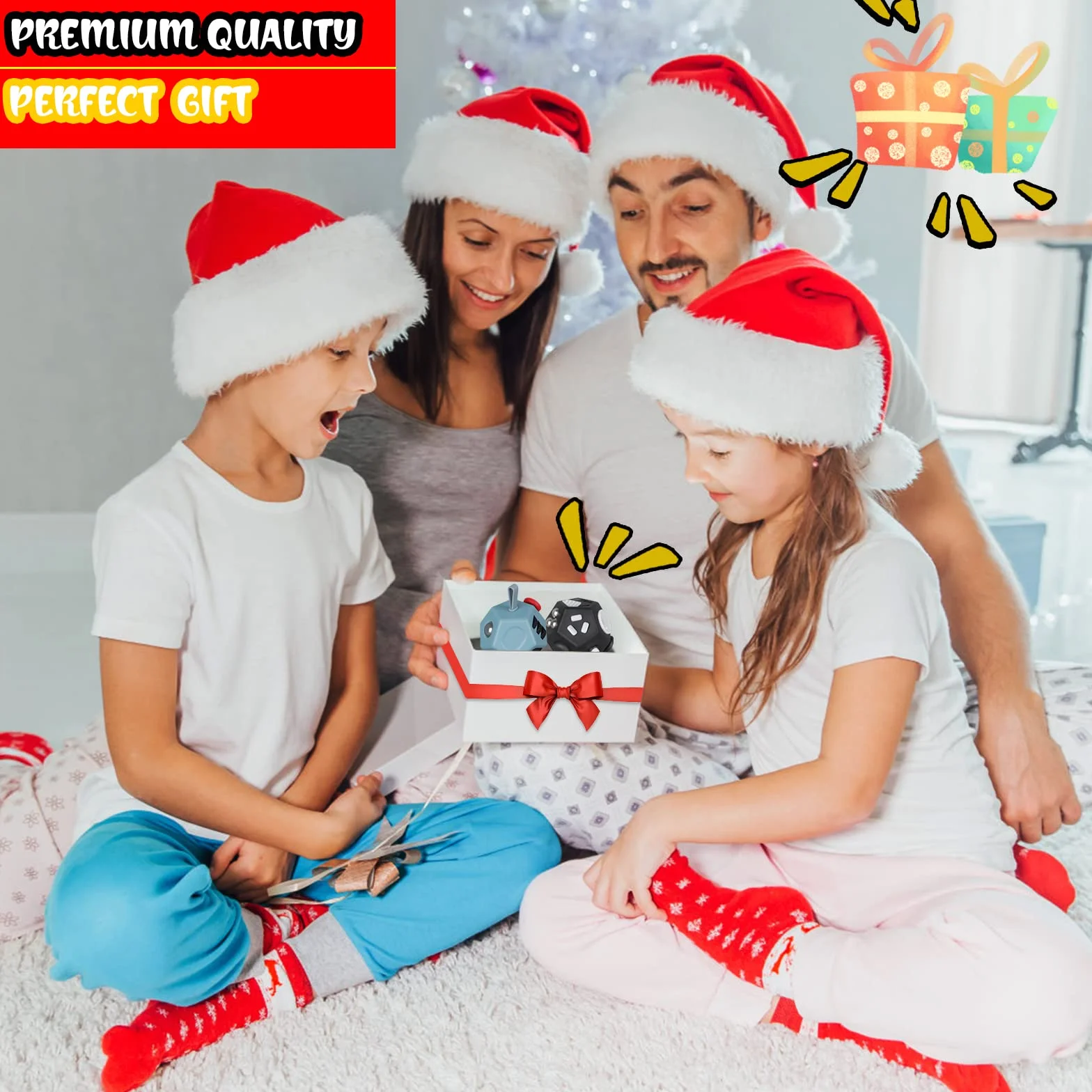 VCOSTORE Mini Fidget Cubo da stress a forma di cubo, 12 lati, per alleviare l'ansia, portatile, per bambini e adulti, con ADHD ADD OCD autismo (nero)