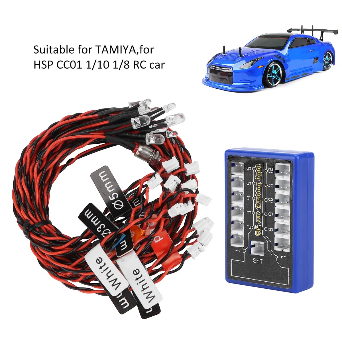 12 Modello RC Simulazione della Luce di Controllo Modello Flash Sistema di Illuminazione Per Auto Luce di Controllo Accessorio Per Auto RC Kit di Illuminazione LED Per CC01 1/10 1/8 RC Car
